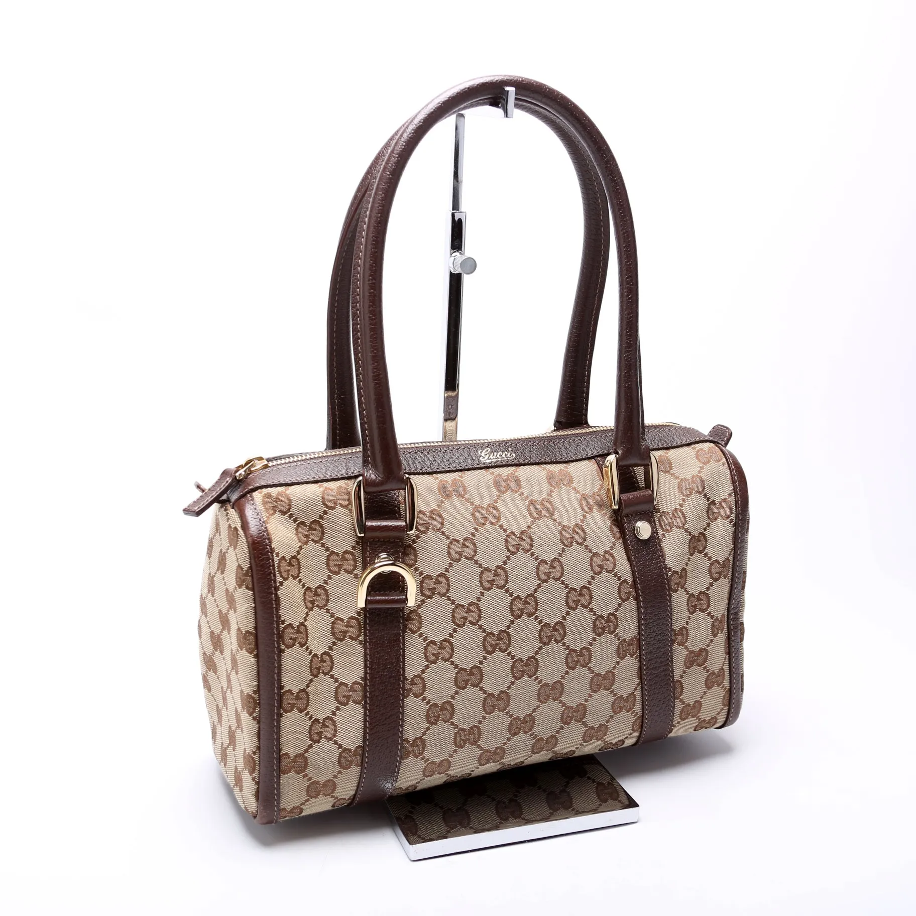 130942 GG Canvas Small Abbey Boston Bag Brown