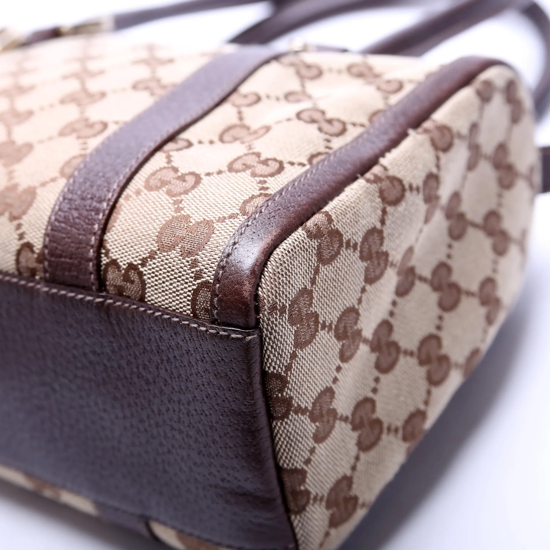 130942 GG Canvas Small Abbey Boston Bag Brown