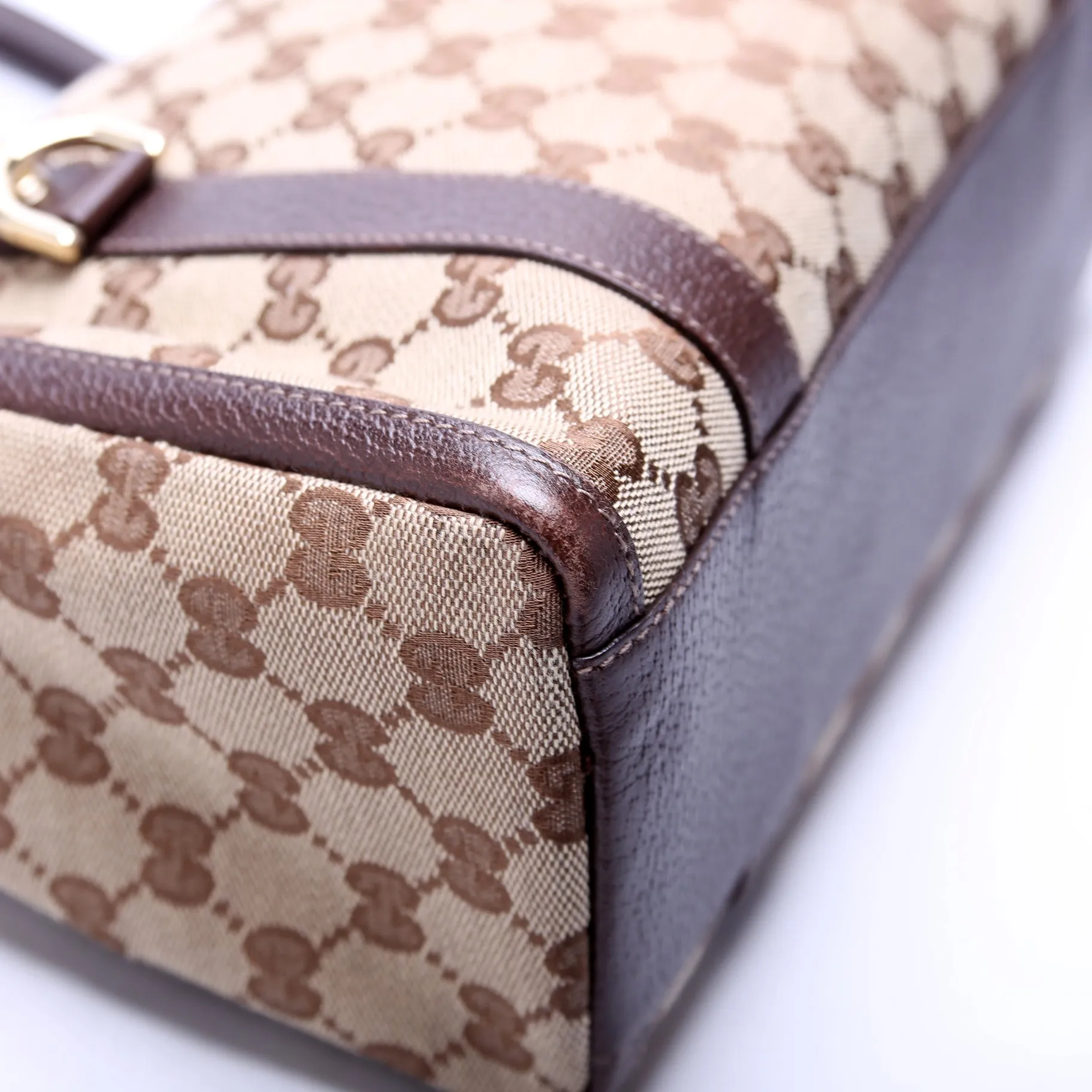 130942 GG Canvas Small Abbey Boston Bag Brown