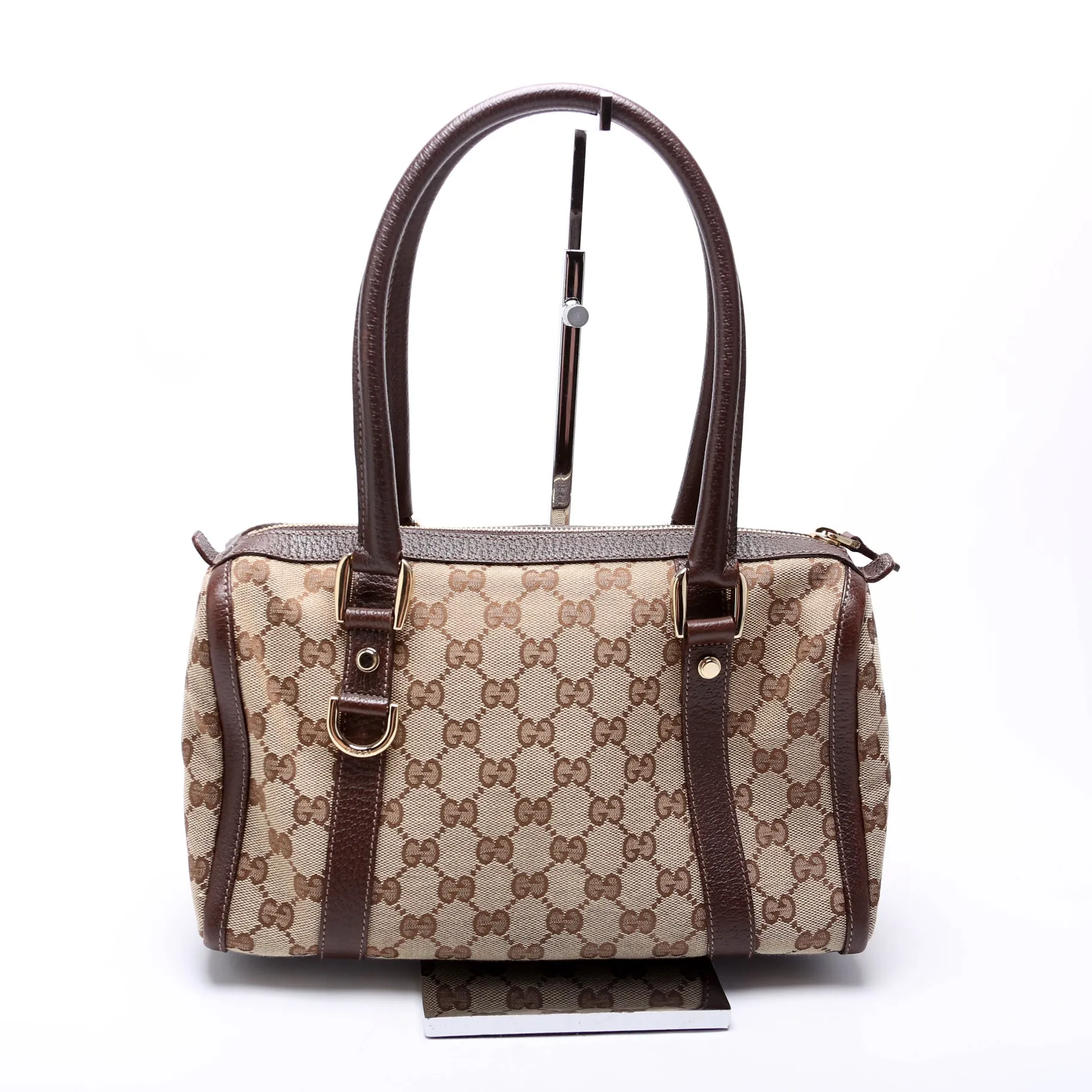 130942 GG Canvas Small Abbey Boston Bag Brown