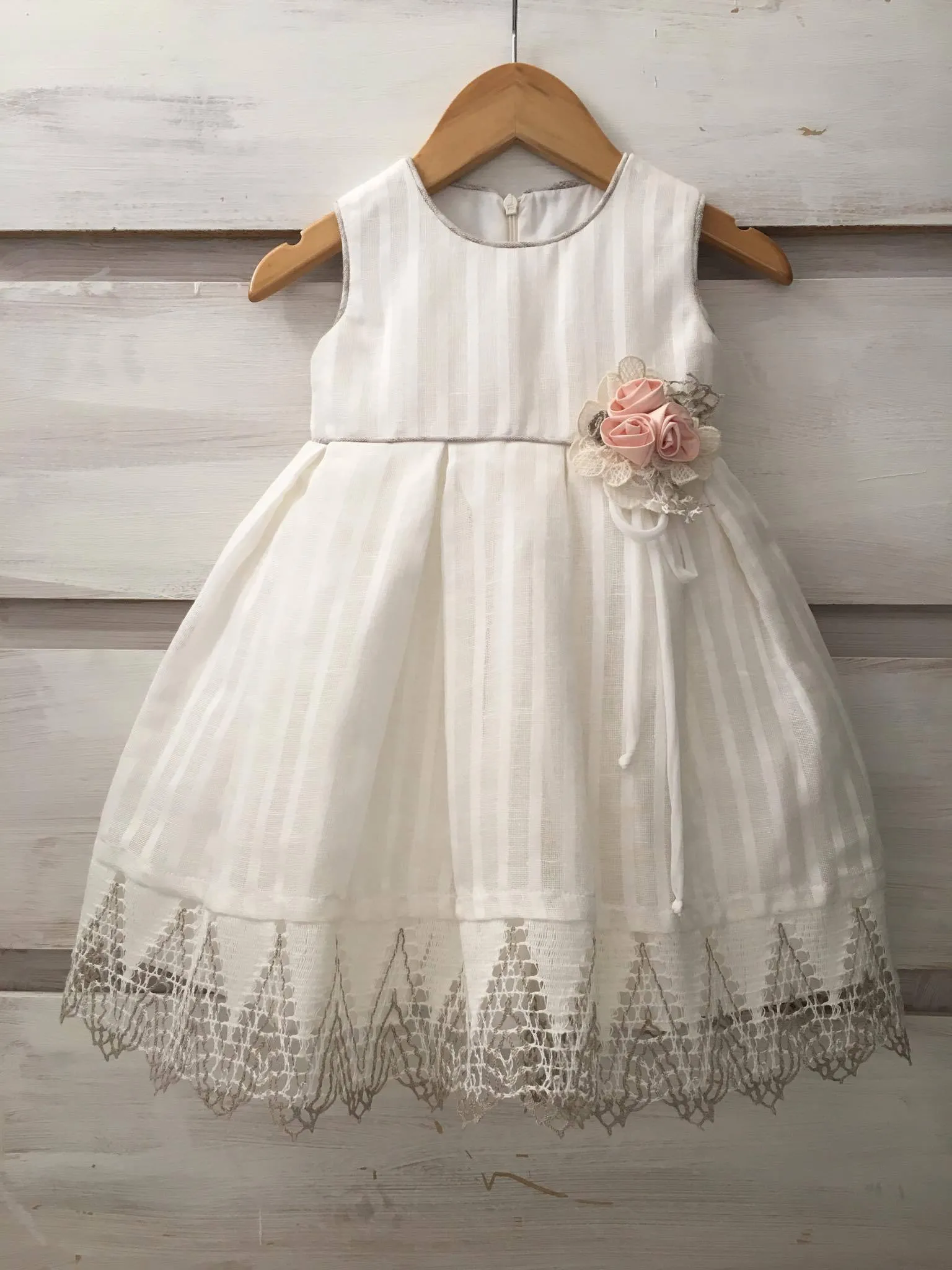 1927- Linen Boho Baptism / Christening Dress