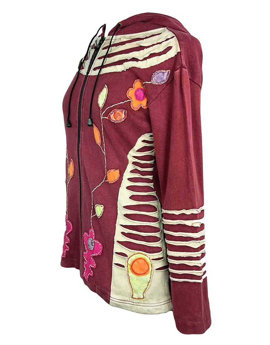 356 RJ Boho Tie Dye Gypsy Hoodie Sweatshirt Rib Cotton Sweatshirt Jacket