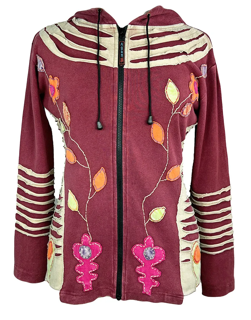 356 RJ Boho Tie Dye Gypsy Hoodie Sweatshirt Rib Cotton Sweatshirt Jacket