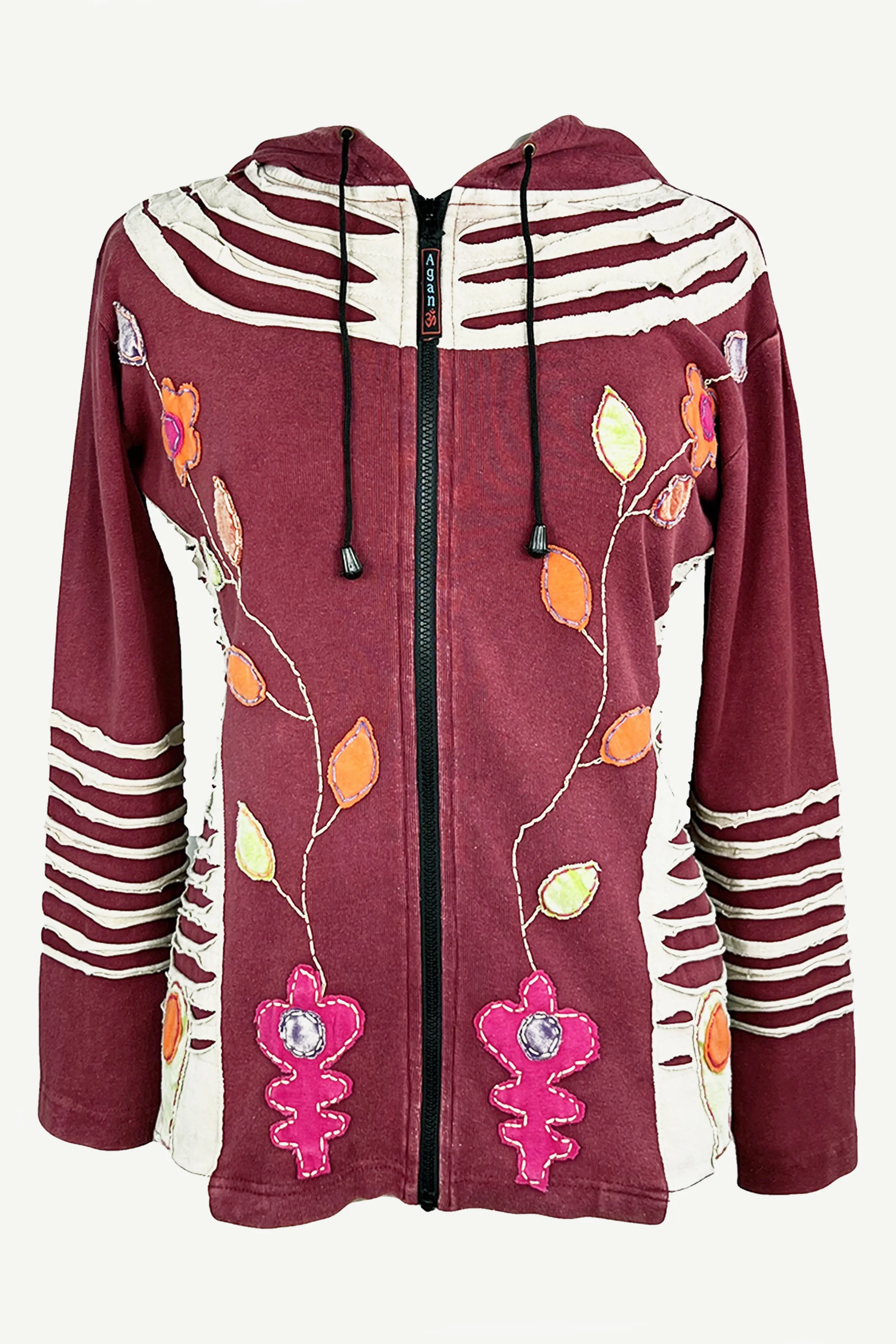 356 RJ Boho Tie Dye Gypsy Hoodie Sweatshirt Rib Cotton Sweatshirt Jacket