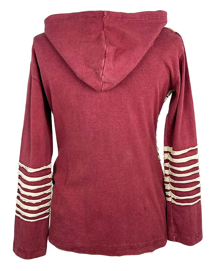 356 RJ Boho Tie Dye Gypsy Hoodie Sweatshirt Rib Cotton Sweatshirt Jacket
