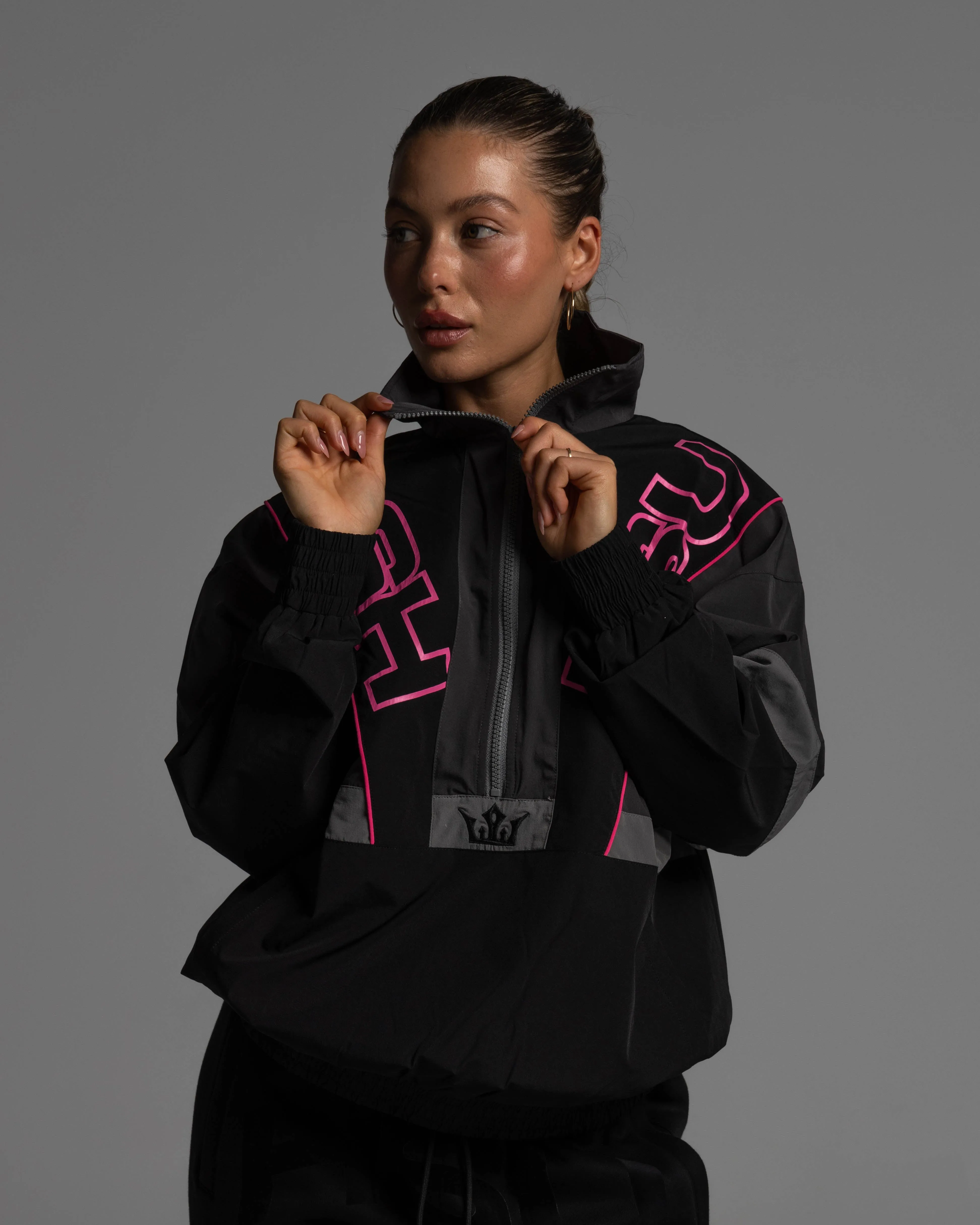 ANORAK JACKET - BLACK & PINK