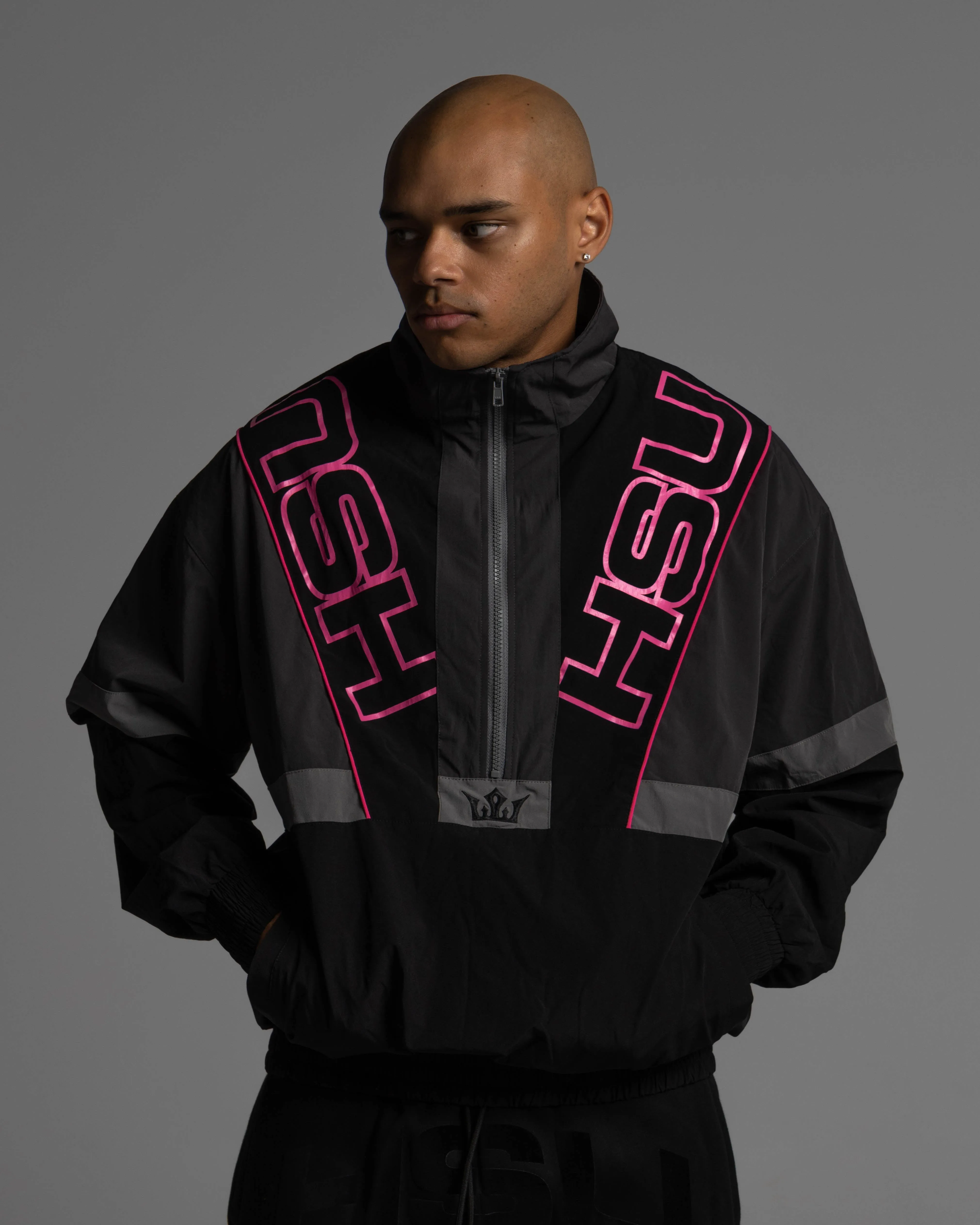 ANORAK JACKET - BLACK & PINK