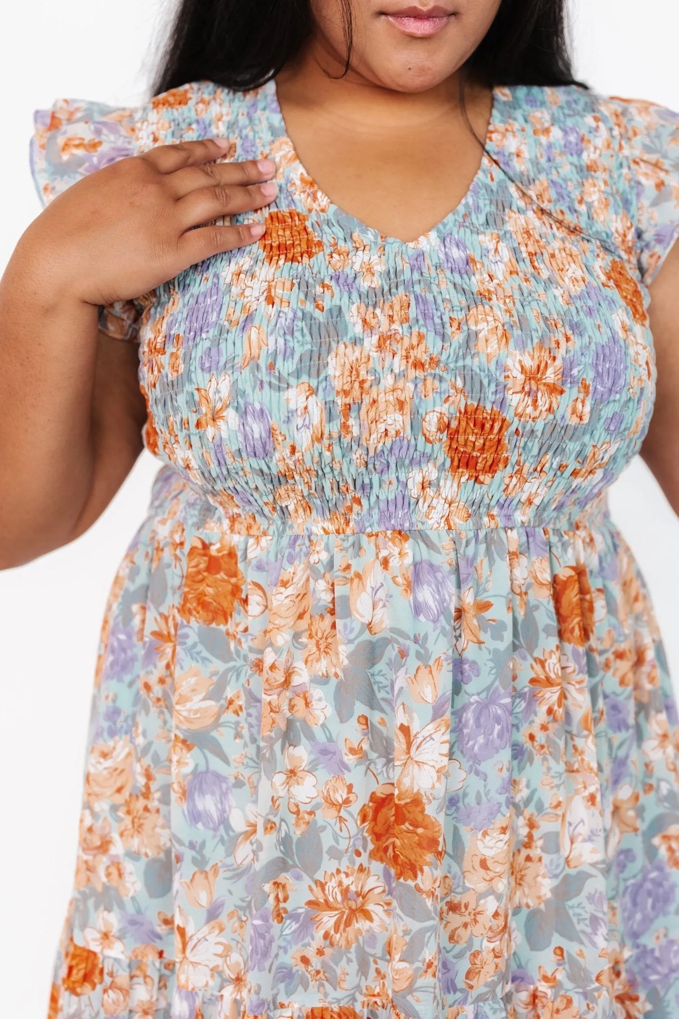 Arla Smocked Maxi Dress | Light Blue Floral
