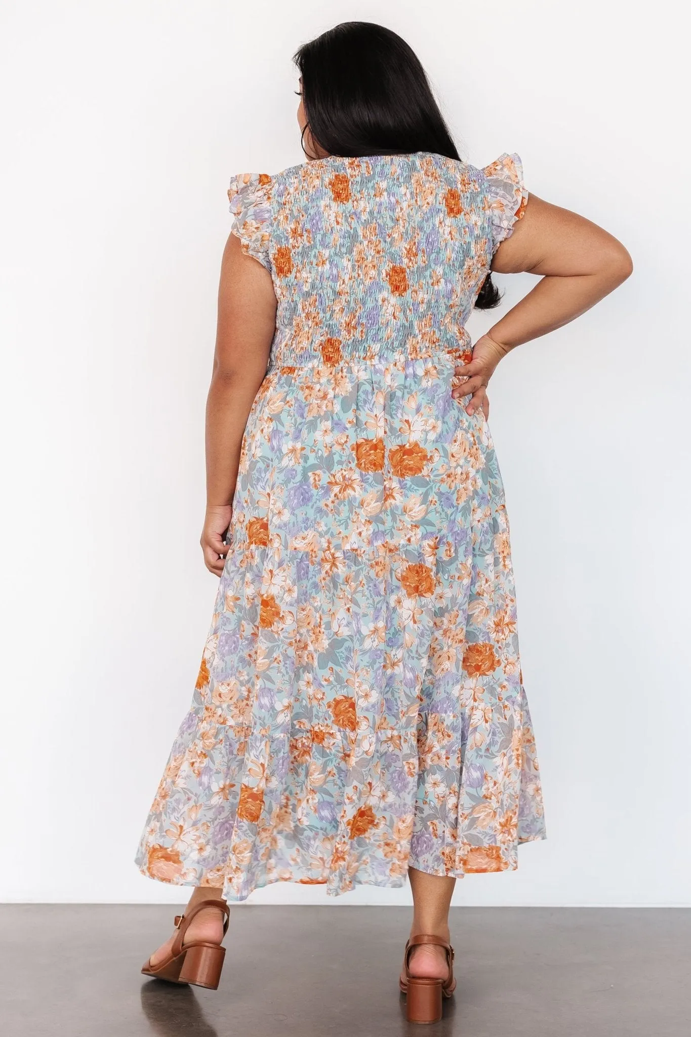 Arla Smocked Maxi Dress | Light Blue Floral