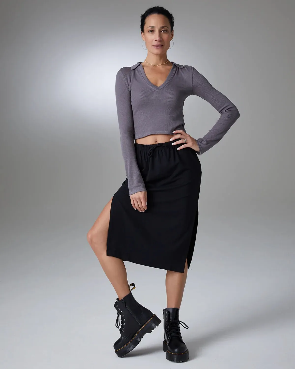 Autumn Midi Skirt in Onyx