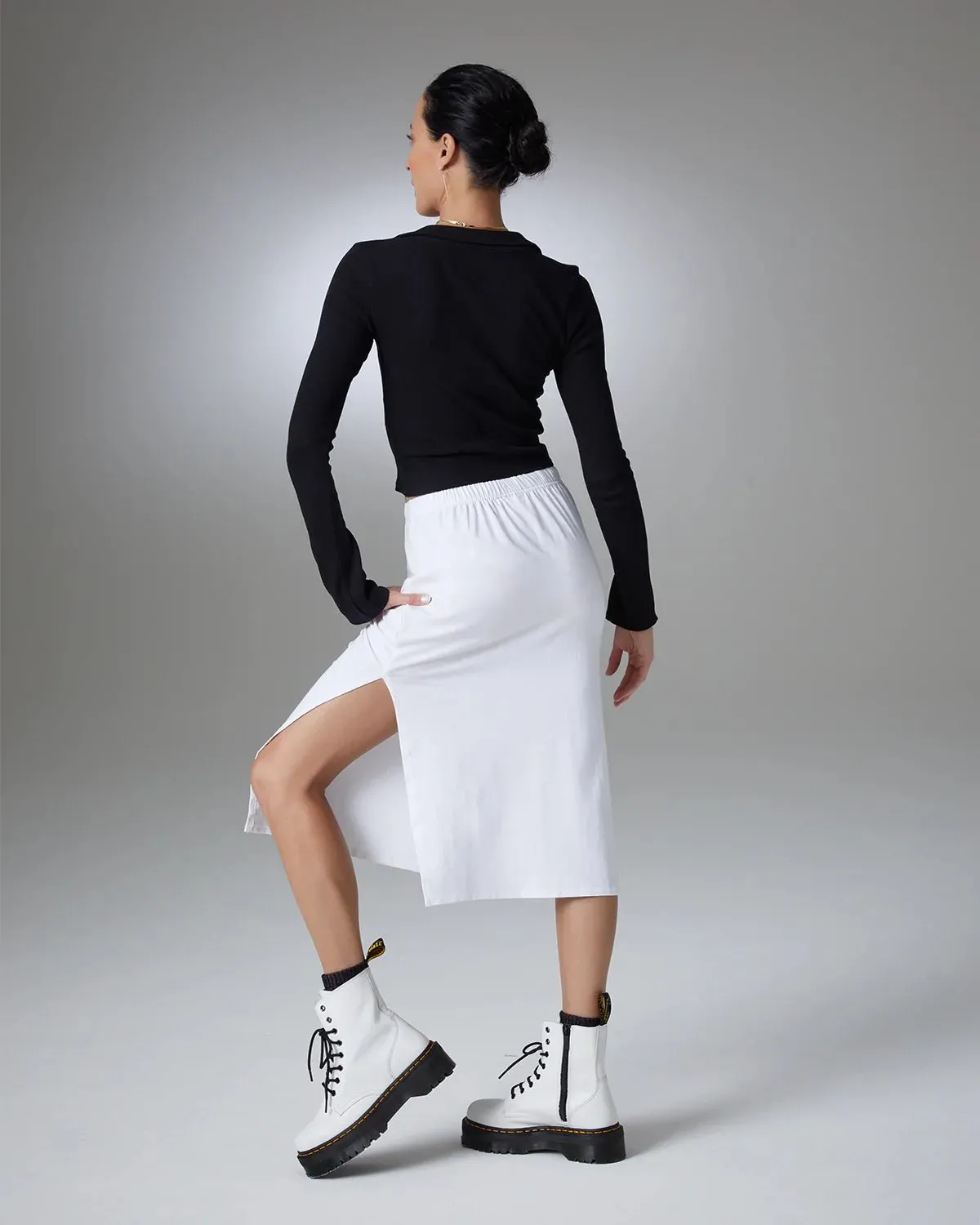 Autumn Midi Skirt in Pearl