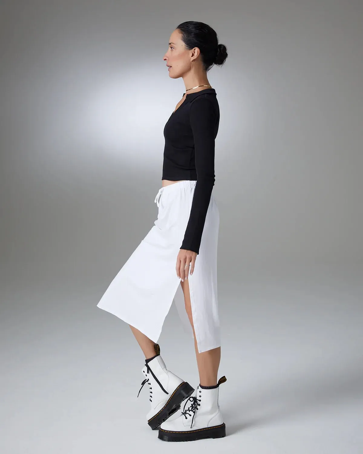 Autumn Midi Skirt in Pearl