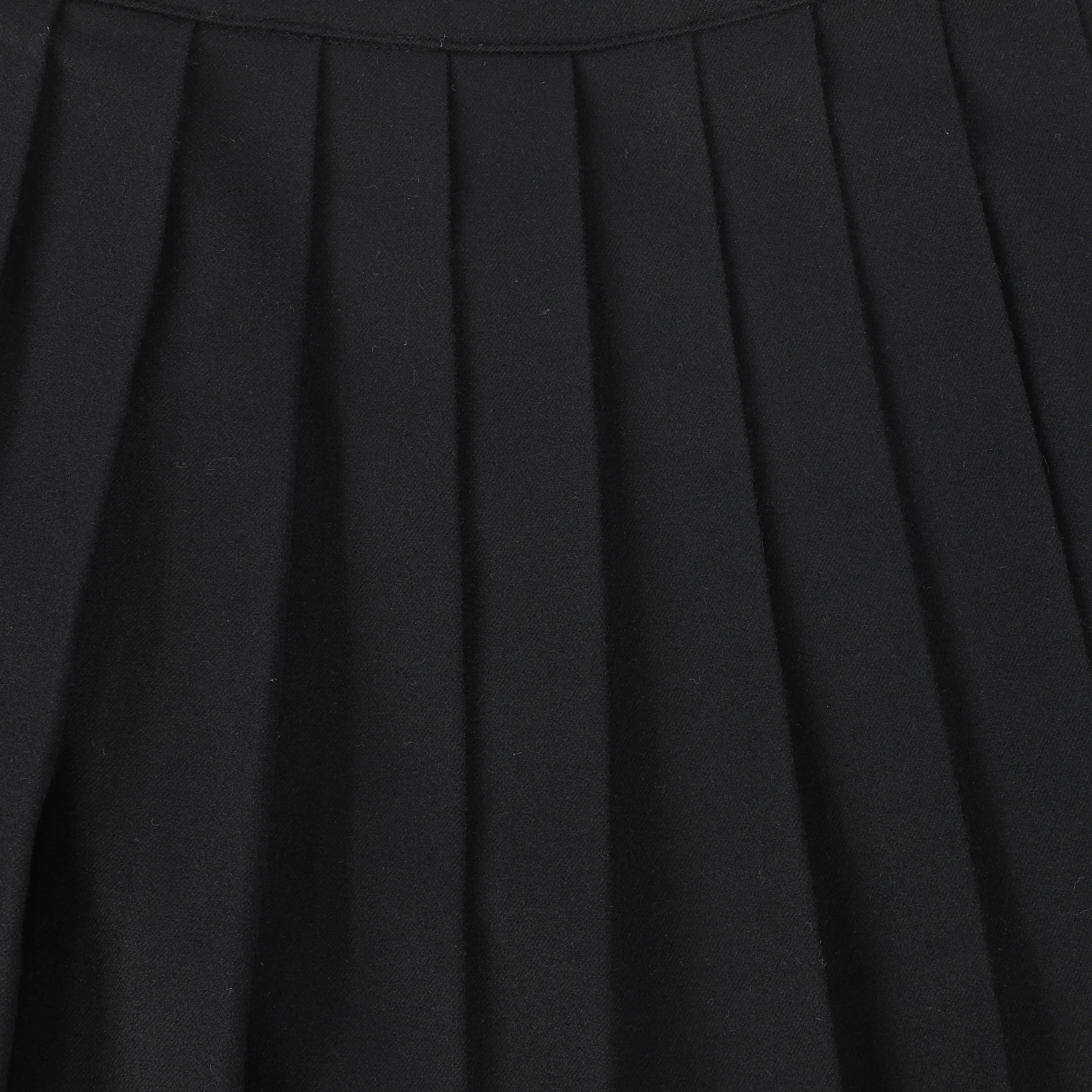 Bamboo Black Wool Pleated Skirt And Jacket Set