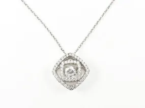 Beautiful Layered Diamond & Square Shape Center CZ Brass Necklace