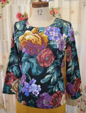 Berserk Vintage Floral full length sleeves Keyhole Top