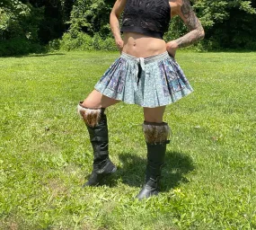 Blue and Green Flower Bustle Skirt, Ruffle Festival Belt, Burlesque Skirt, Rave Costume, Pin Up skirt