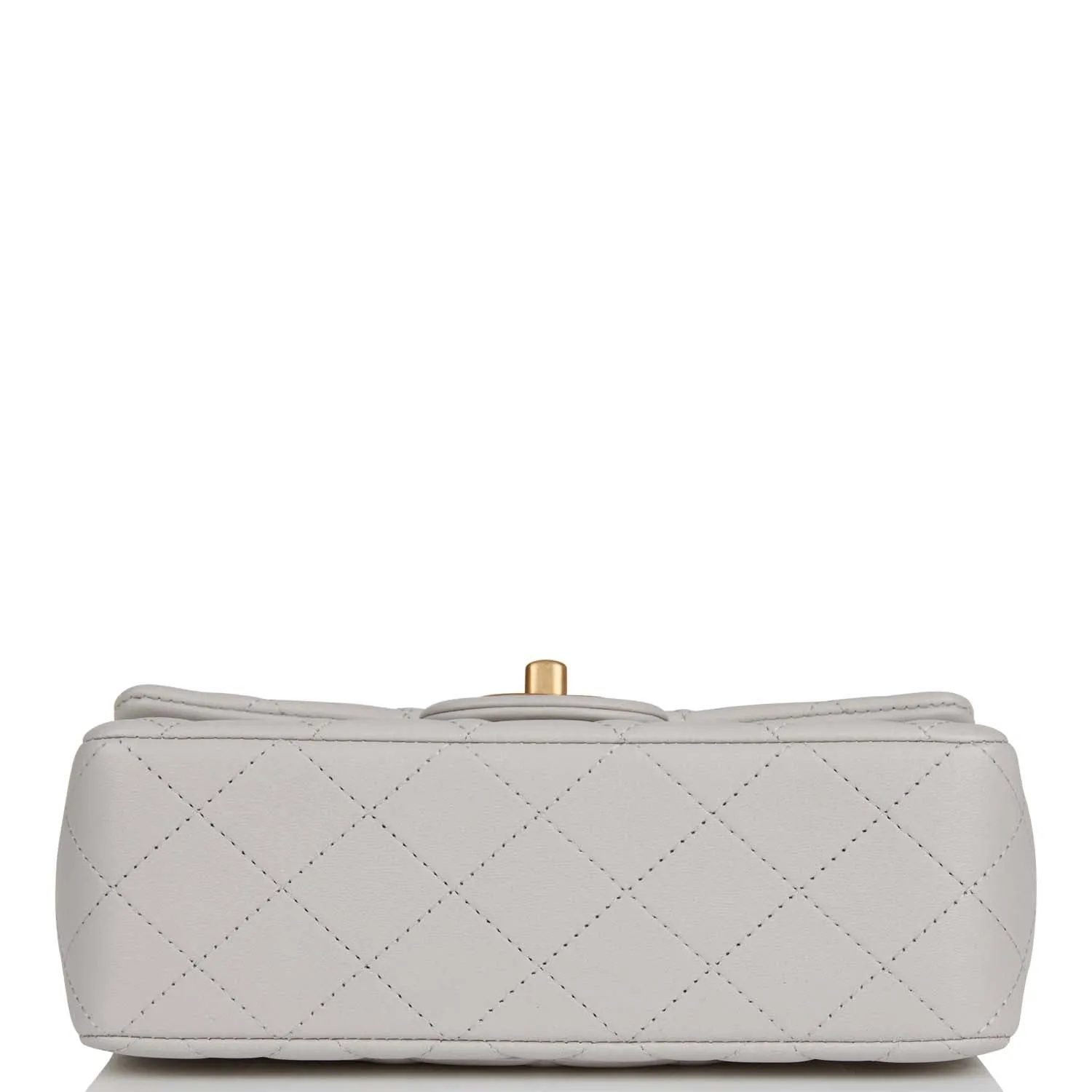 Chanel Mini Rectangular Flap Bag with Top Handle Grey Lambskin Antique Gold Hardware