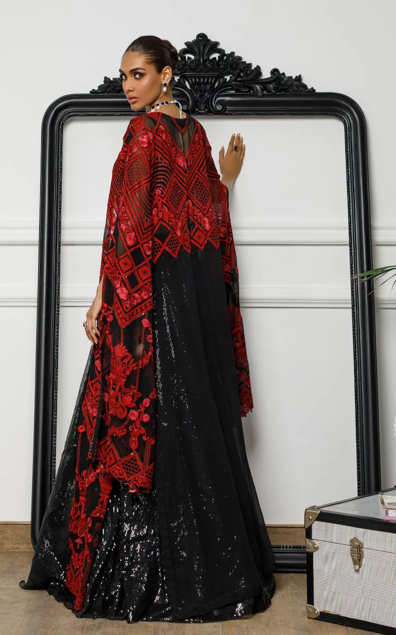 Chiffon Embroidered Jacket With Sequins Skirt