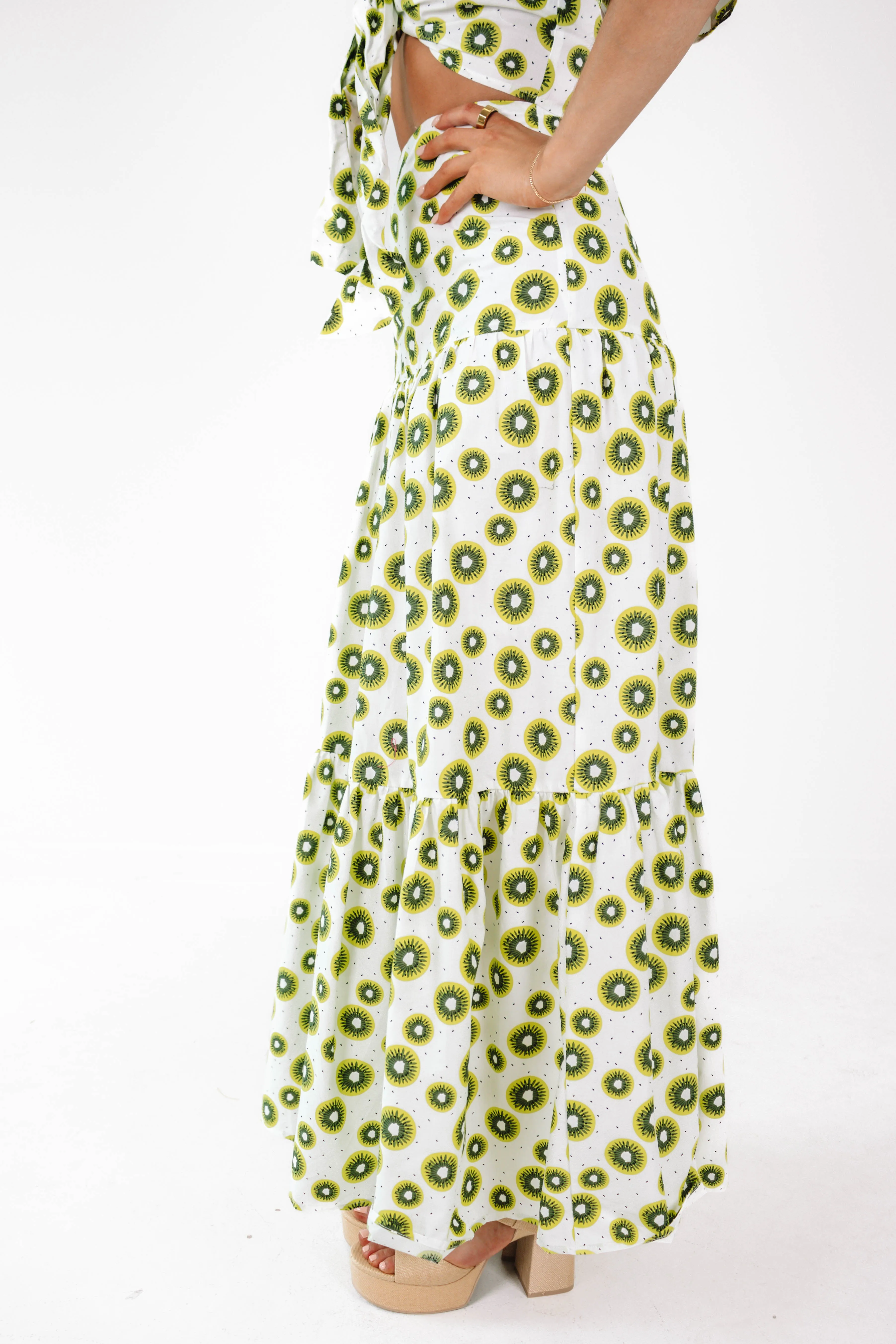 Covered In Kiwi Midi Skirt - Green