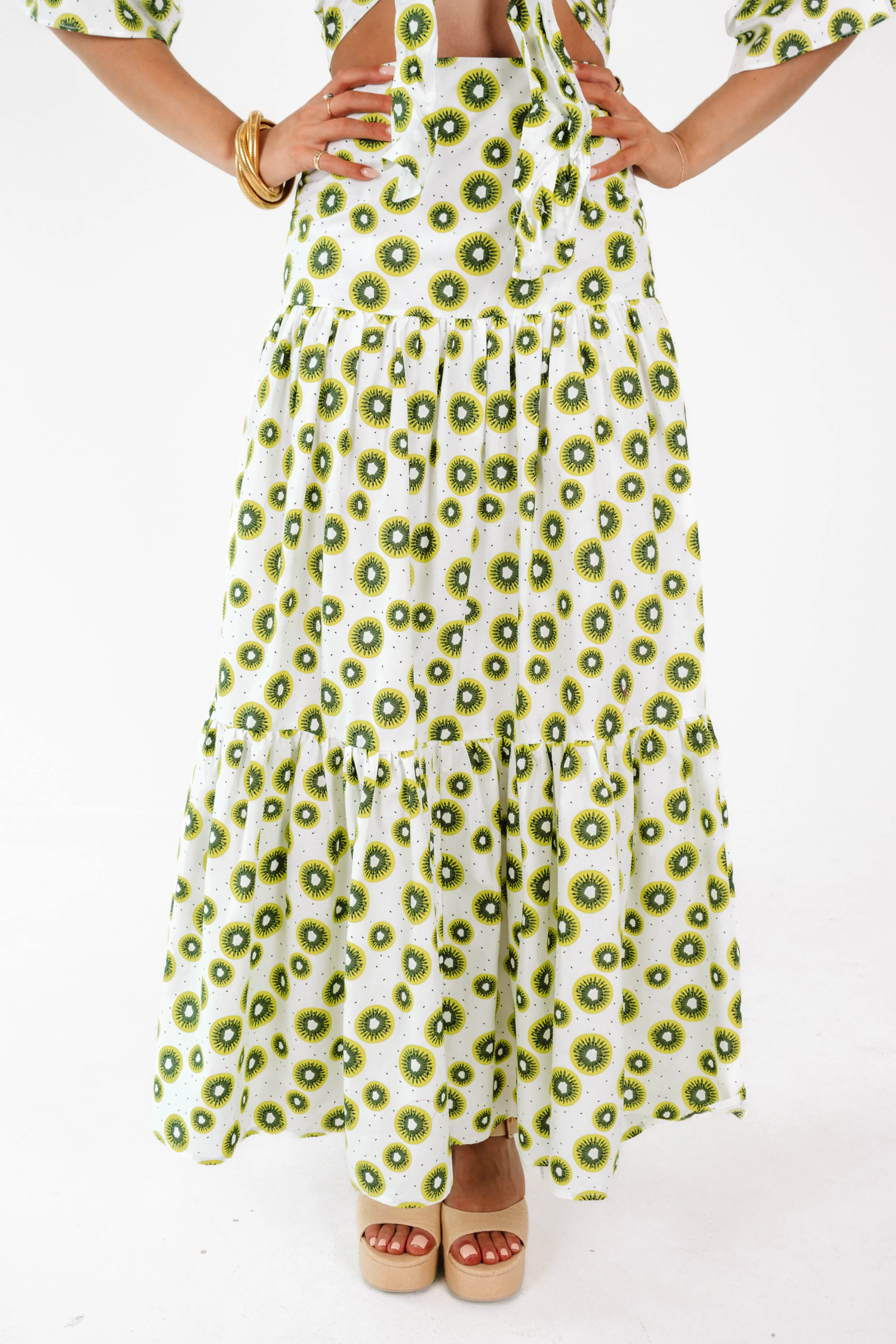Covered In Kiwi Midi Skirt - Green