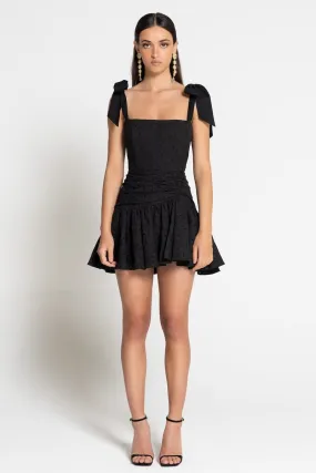 DAISY LACE MINI DRESS - Black