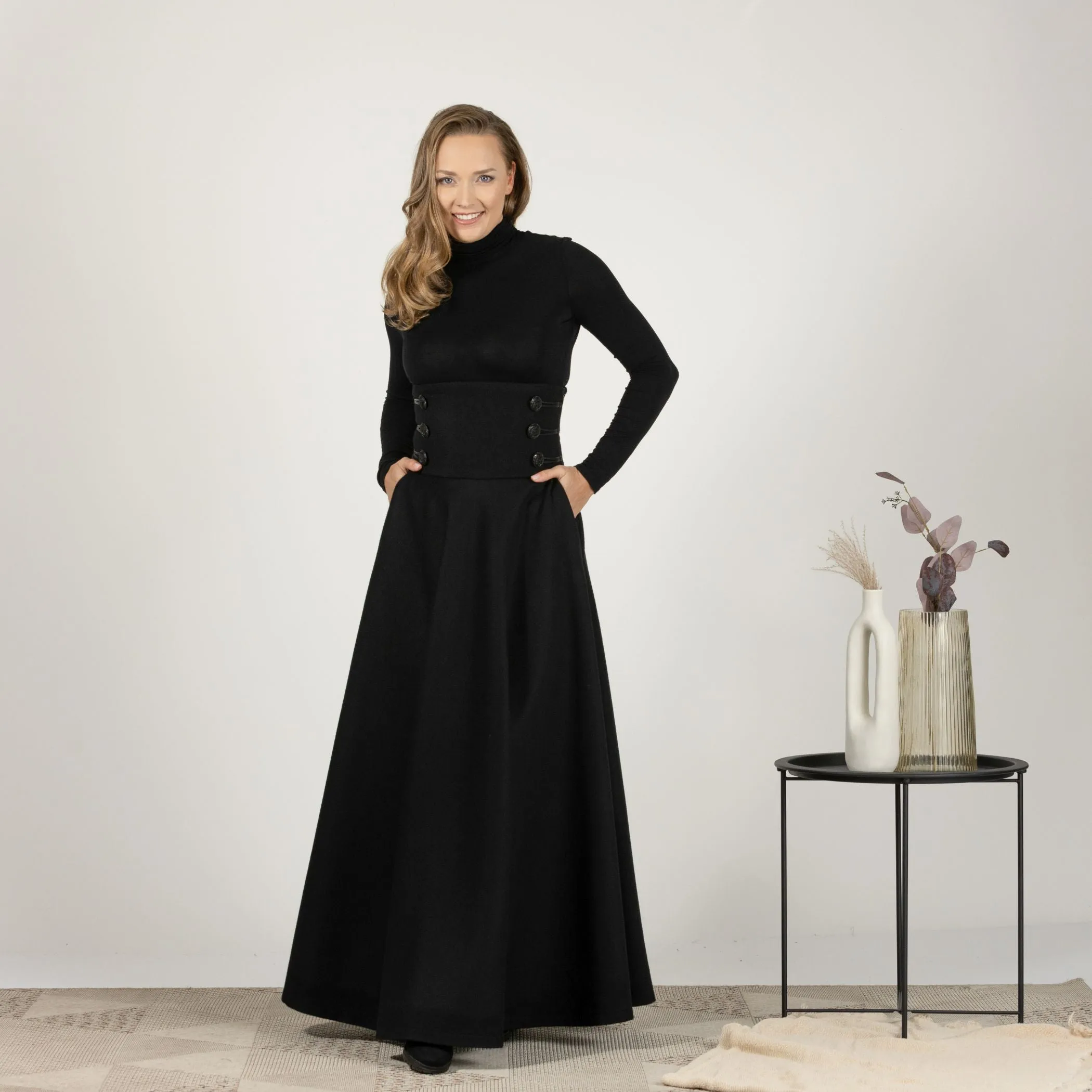 Dark Gray Winter Wool Maxi Skirt