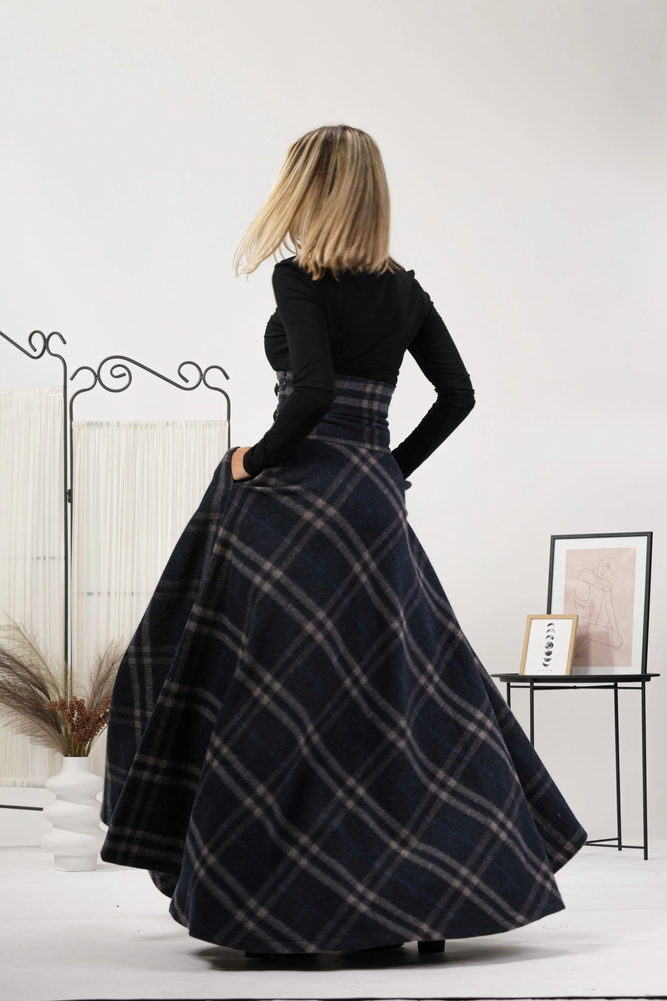 Dark Gray Winter Wool Maxi Skirt