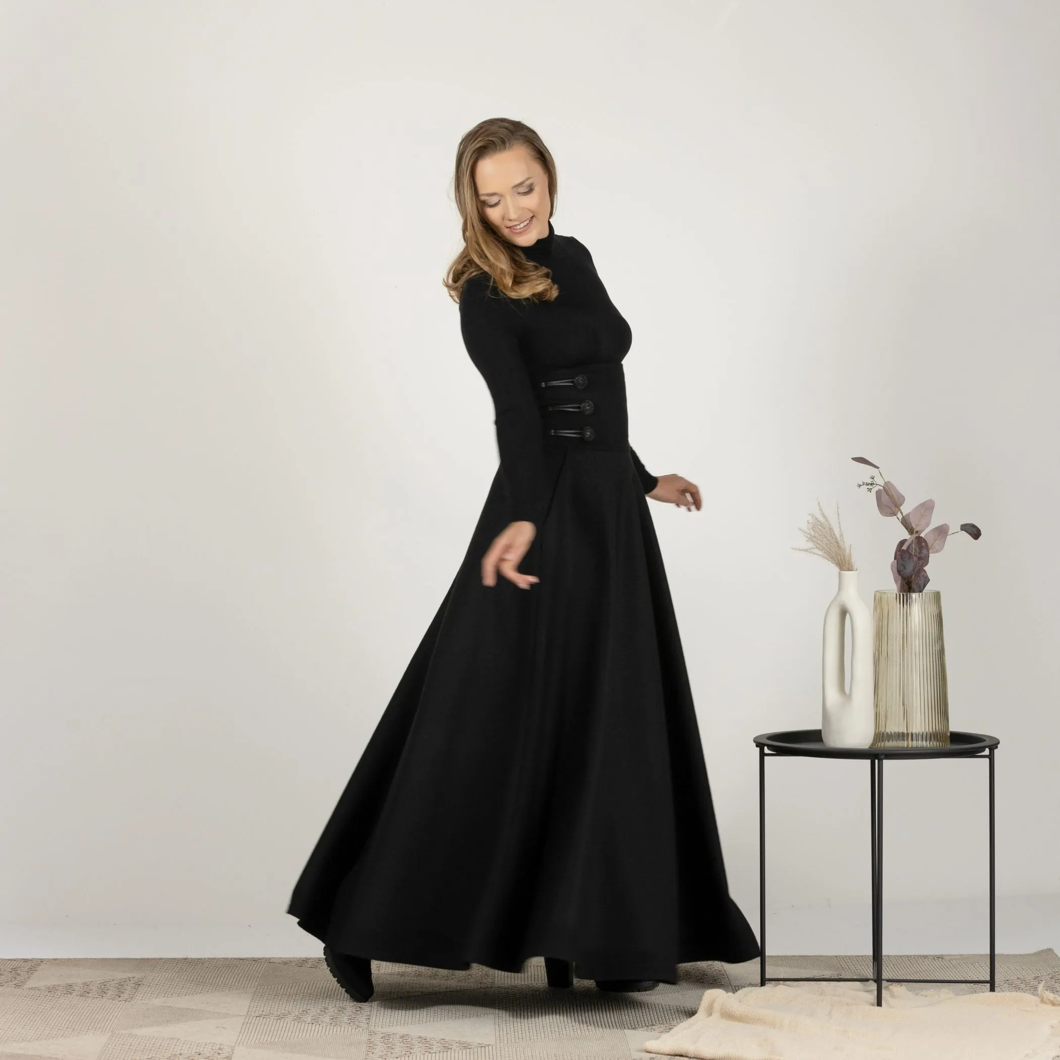 Dark Gray Winter Wool Maxi Skirt