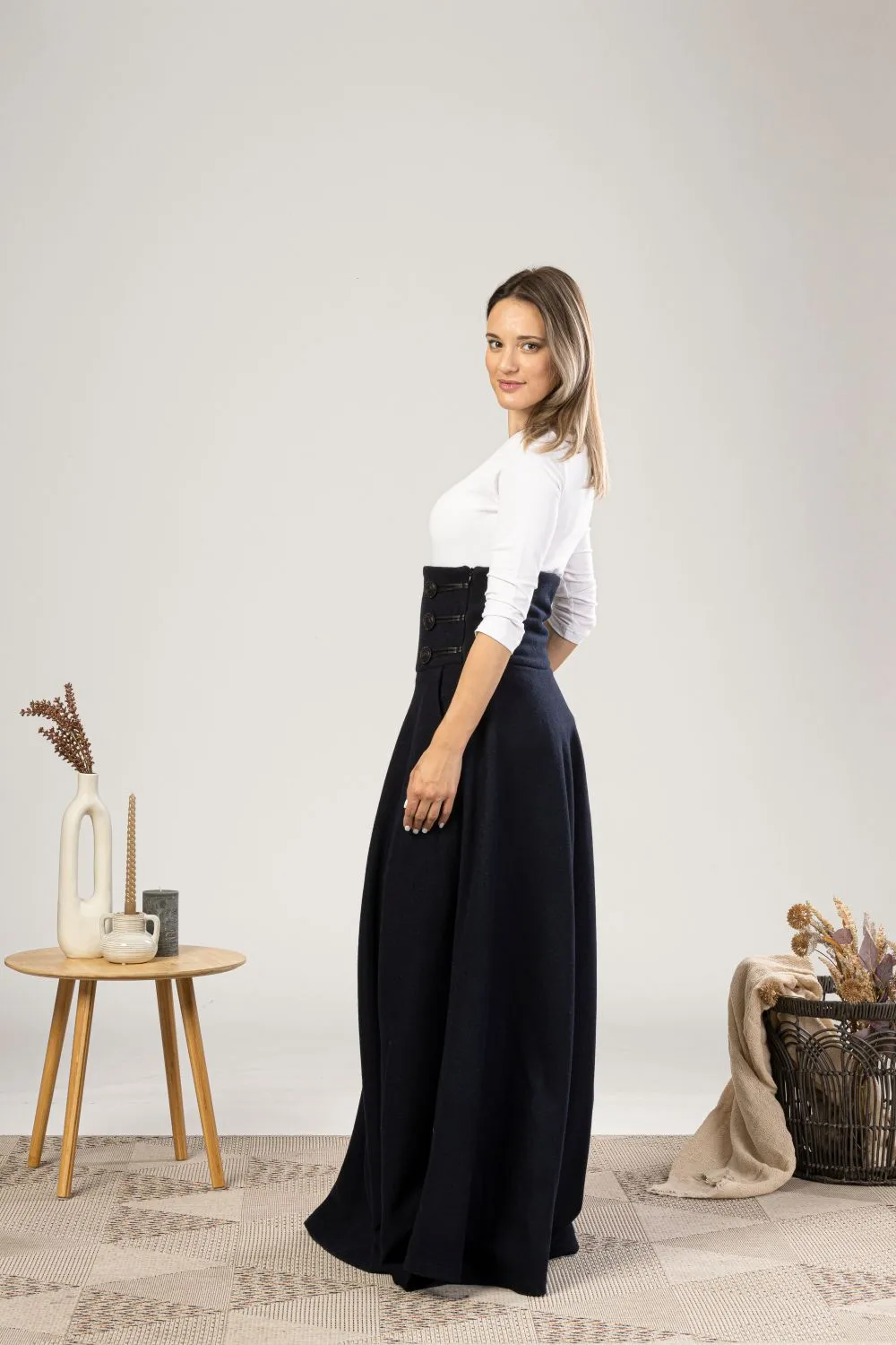 Dark Gray Winter Wool Maxi Skirt