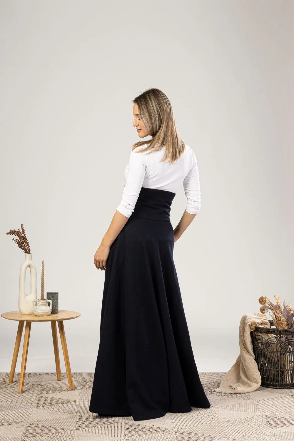 Dark Gray Winter Wool Maxi Skirt