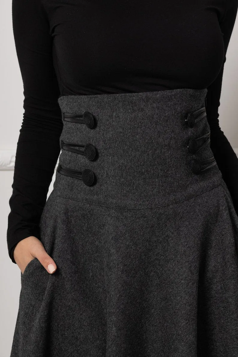 Dark Gray Winter Wool Maxi Skirt