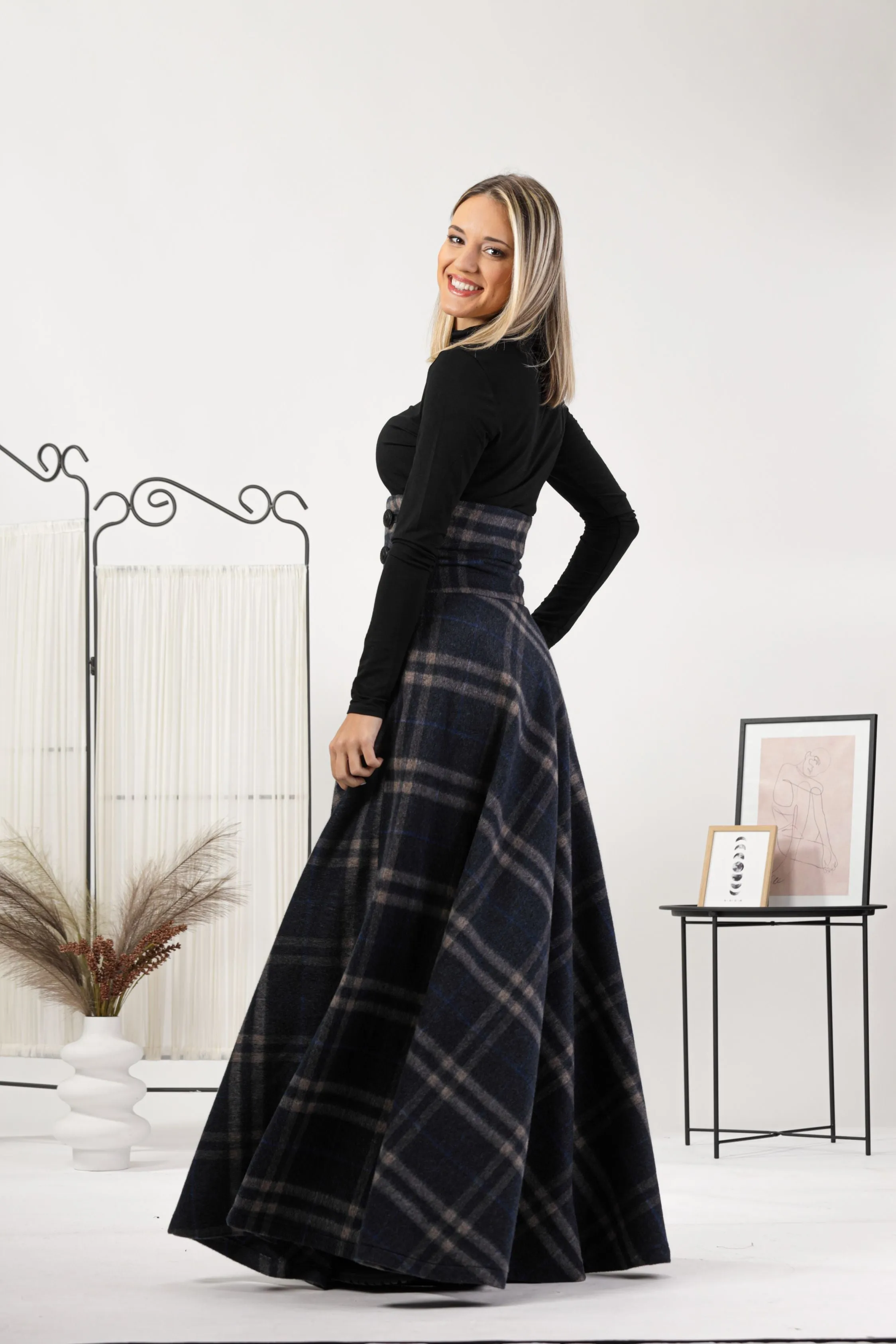 Dark Gray Winter Wool Maxi Skirt