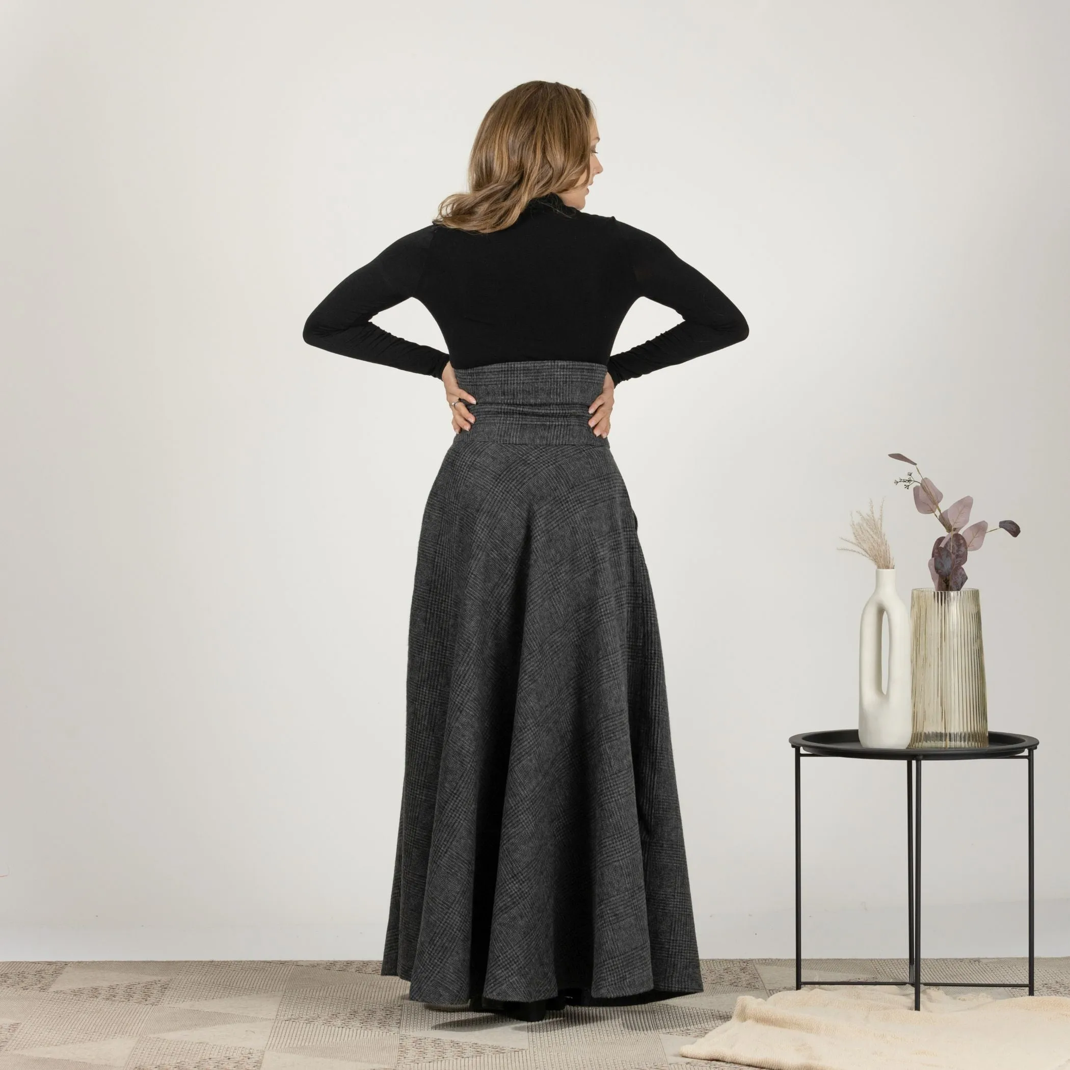 Dark Gray Winter Wool Maxi Skirt