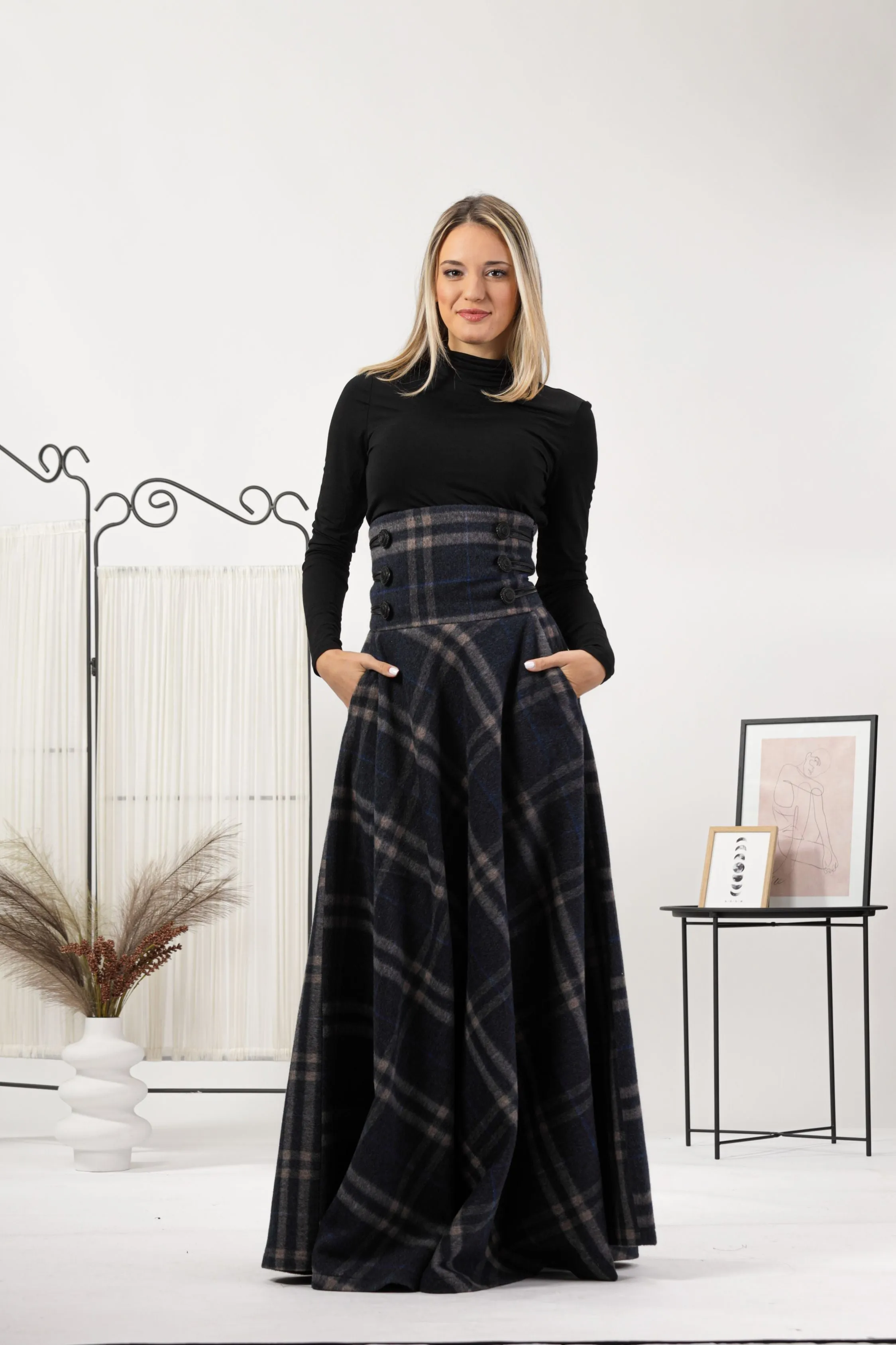 Dark Gray Winter Wool Maxi Skirt