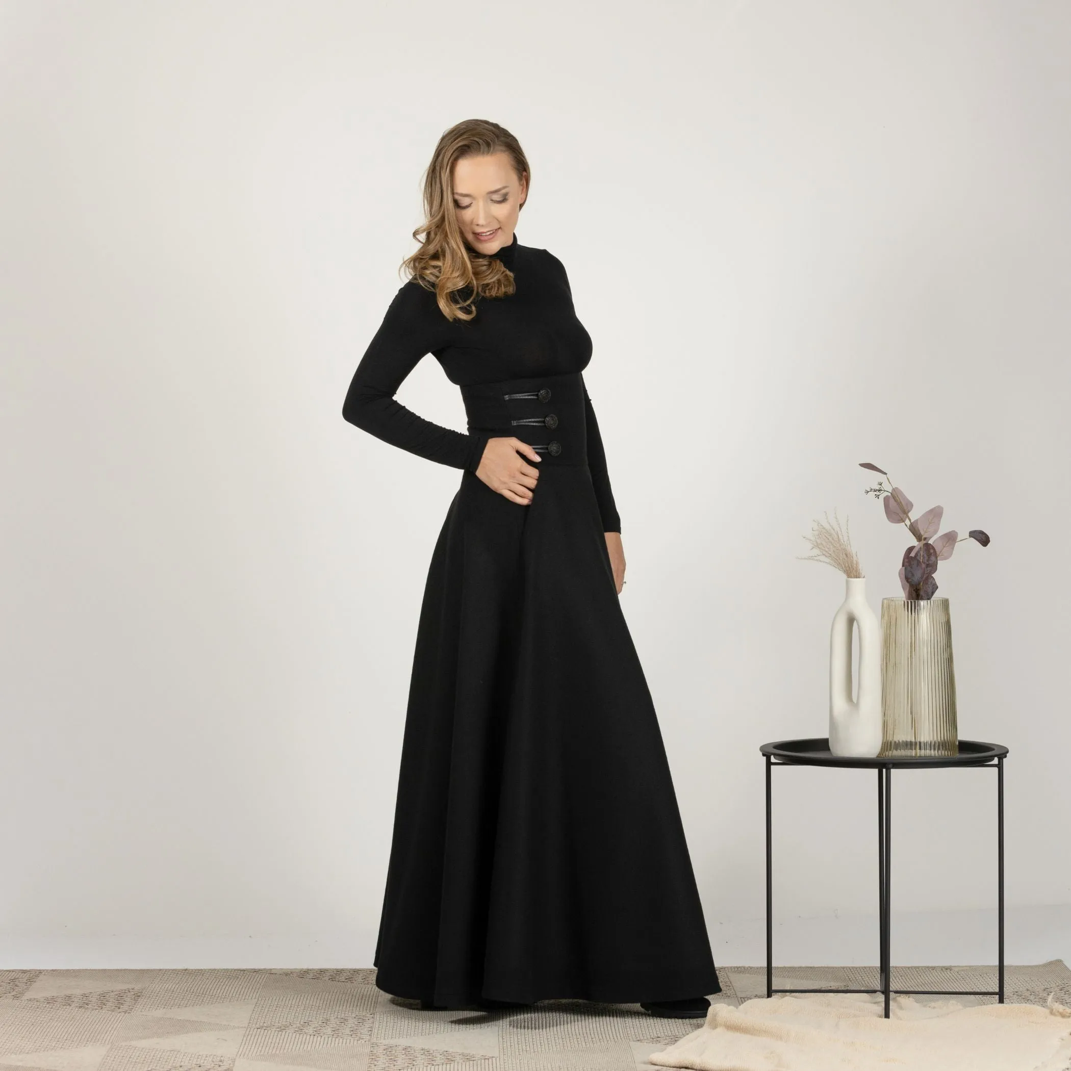 Dark Gray Winter Wool Maxi Skirt