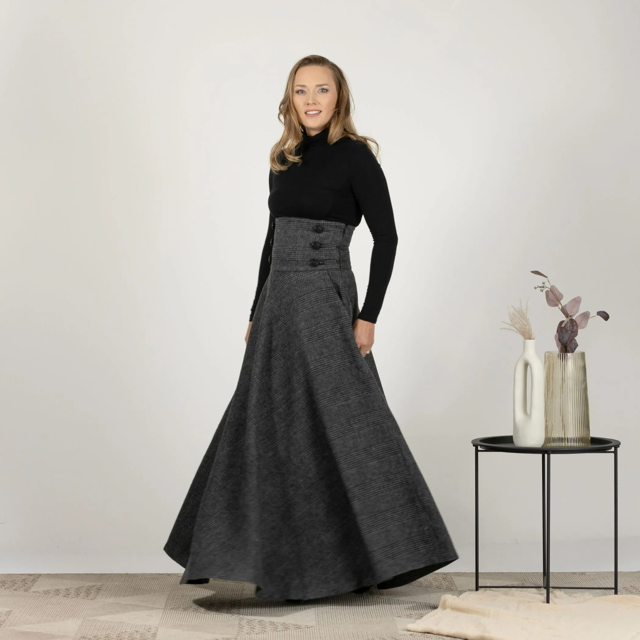 Dark Gray Winter Wool Maxi Skirt