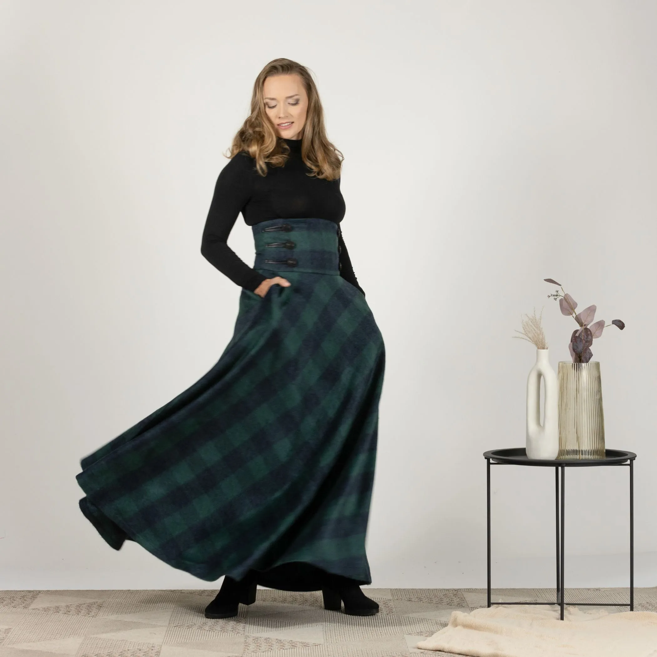 Dark Gray Winter Wool Maxi Skirt