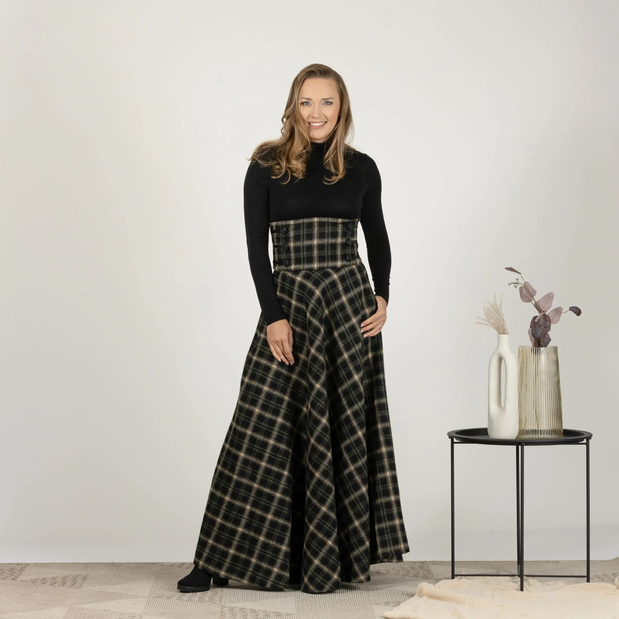 Dark Gray Winter Wool Maxi Skirt