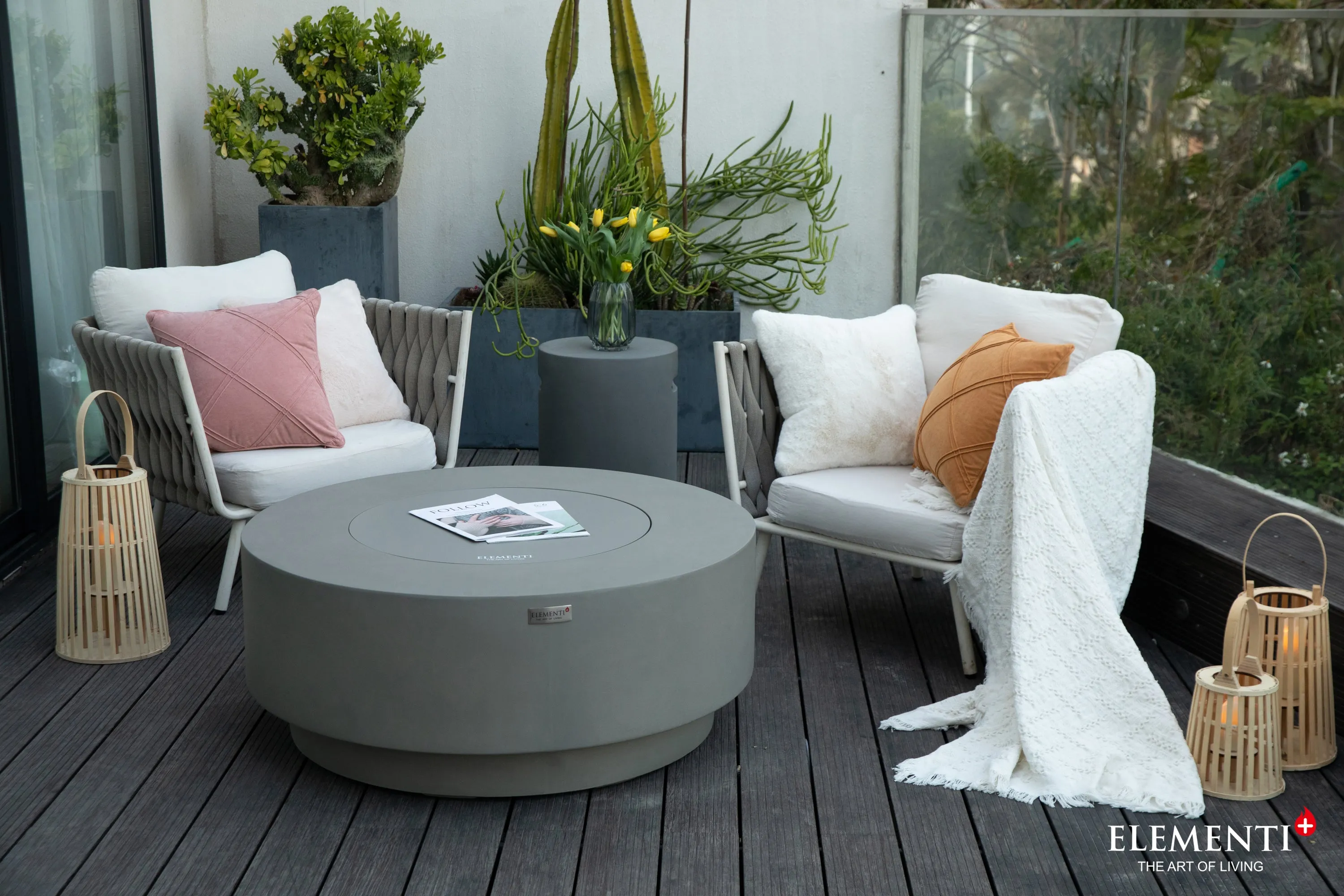 Elementi Plus OFG414LG Colosseo Concrete Outdoor Fire Table