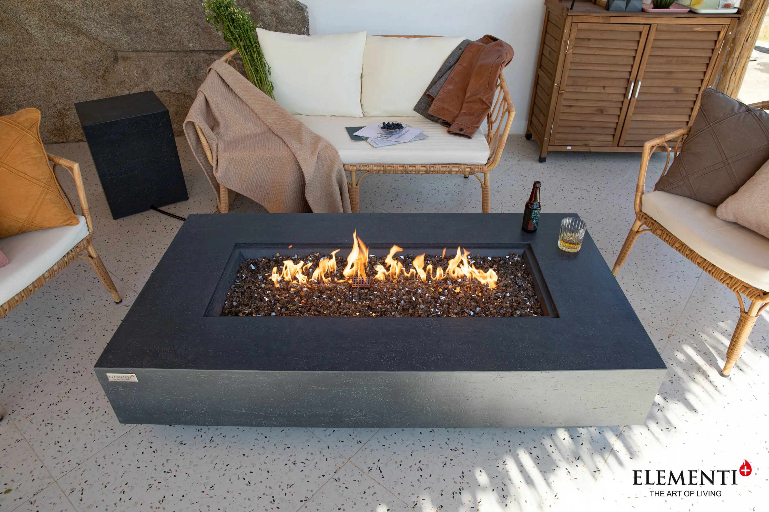 Elementi Plus OFG415DG Positano Concrete Outdoor Fire Table