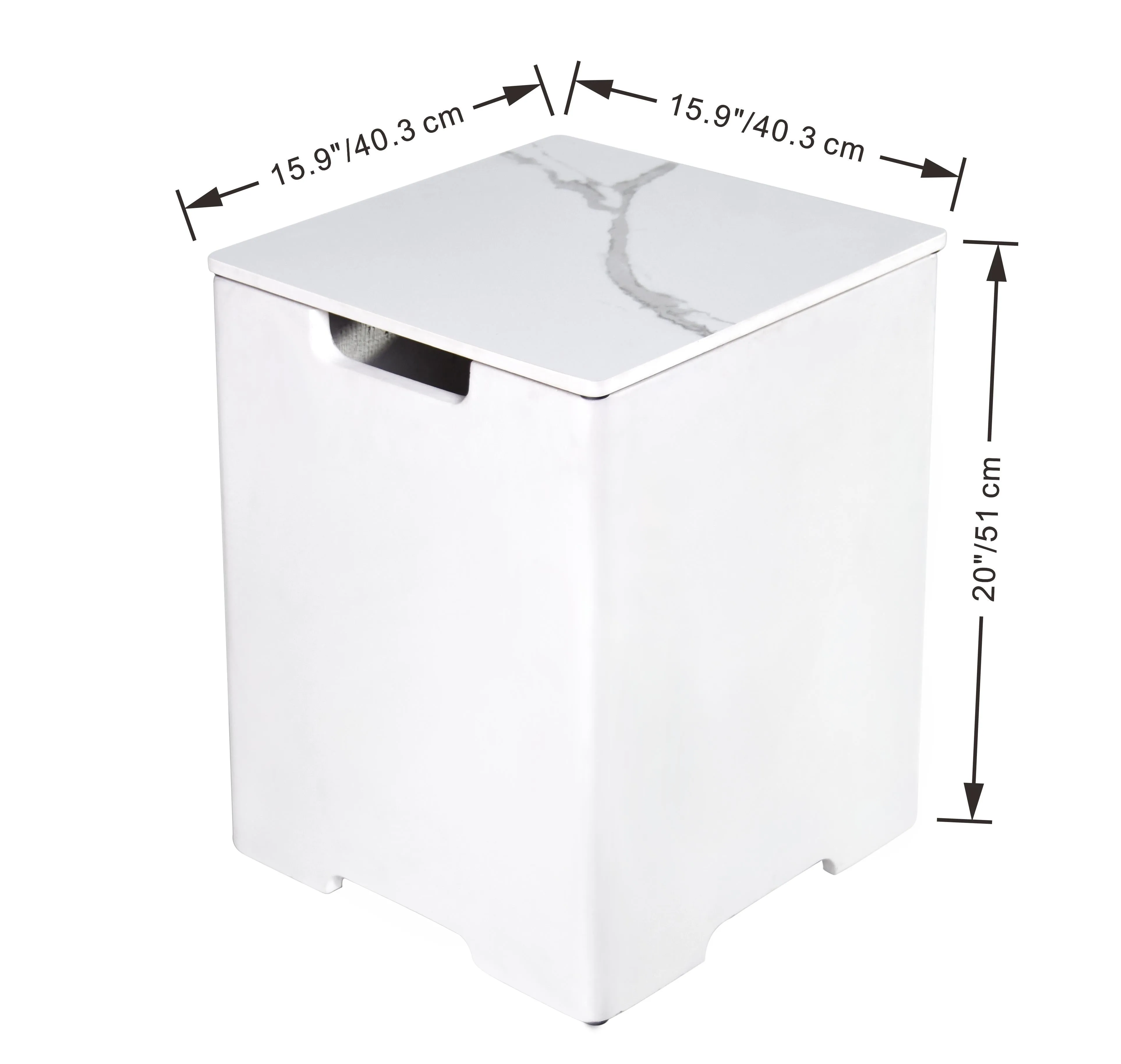 Elementi Plus OFP103BW Bianco Marble Porcelain Outdoor Fire Table
