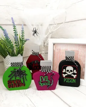 Halloween Potion Bottles Wooden Decorations
