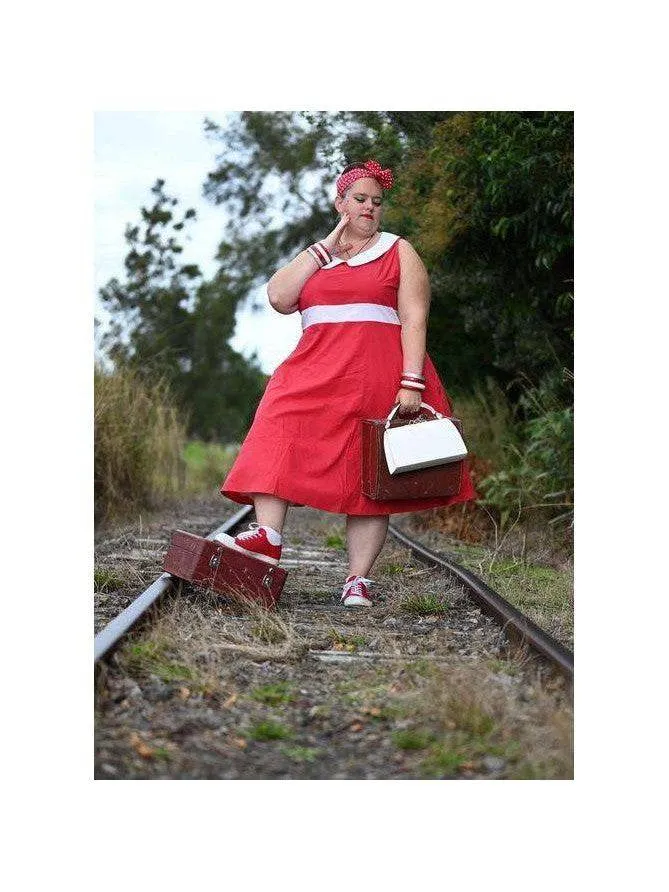 Jackie Ohhh Red Retro Midi Dress