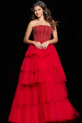 Jovani 37210 Beaded Strapless Corset Bodice Ballgown - Special Occasion