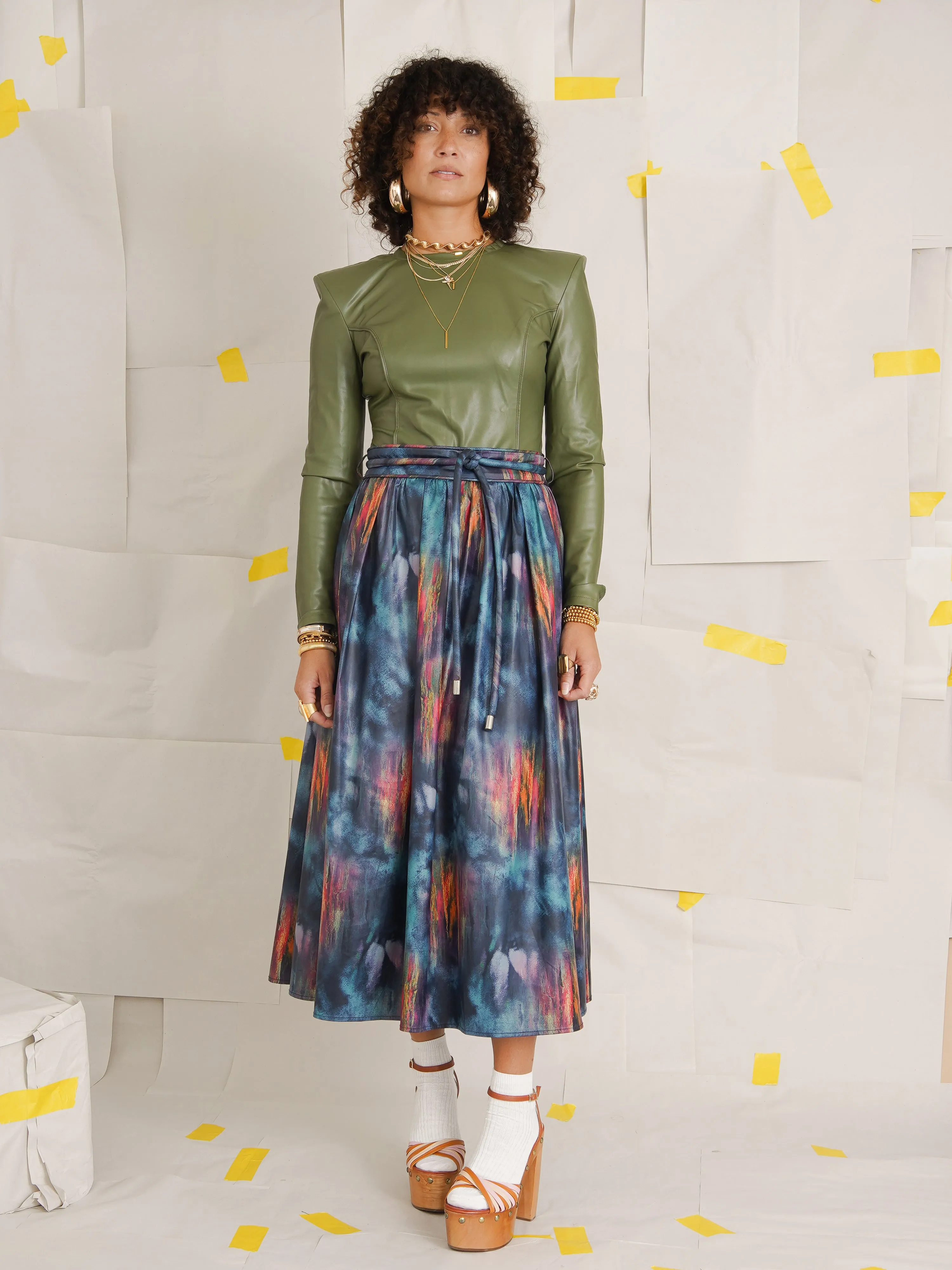 KemKem Abstract Midi Skirt