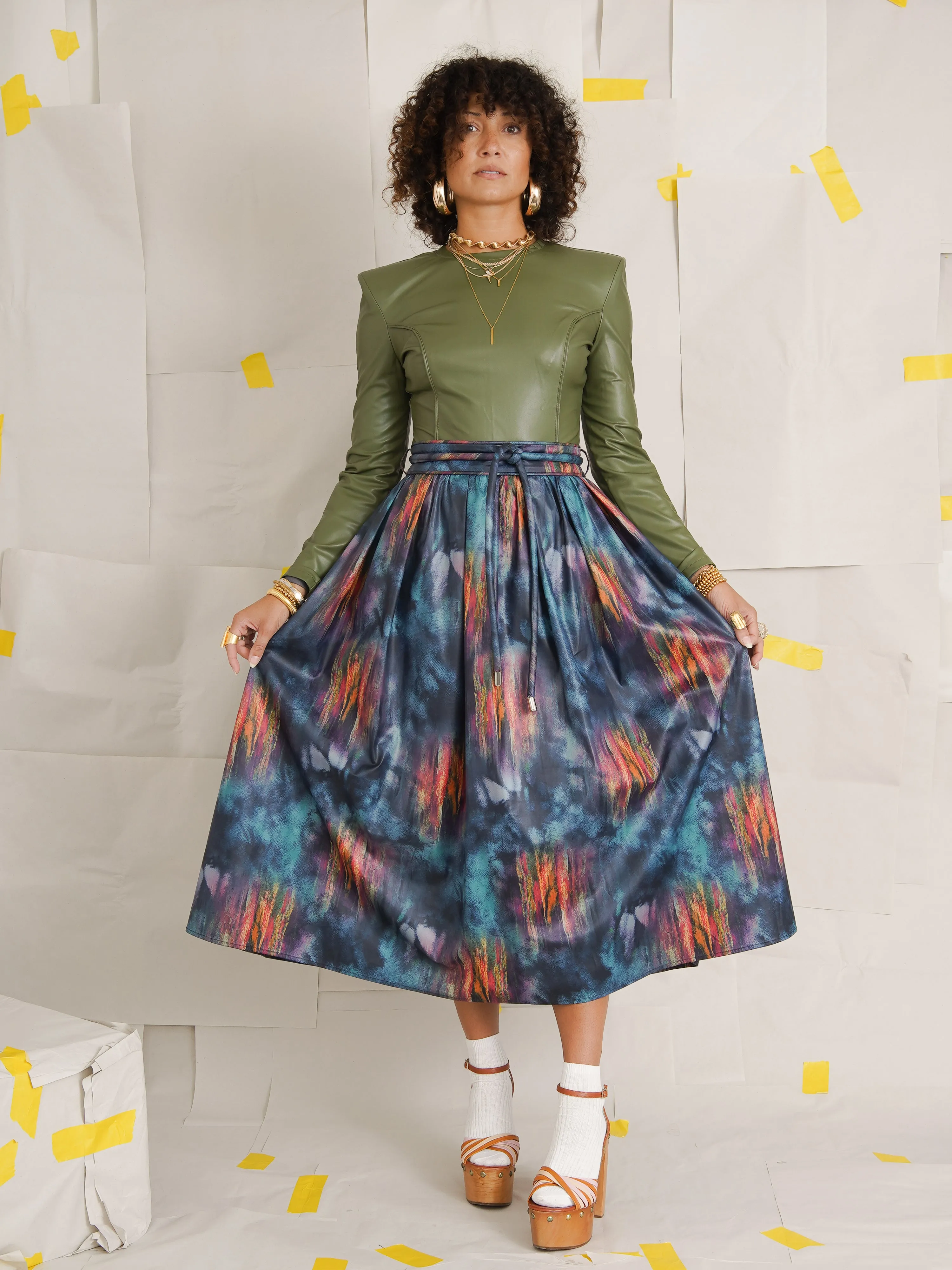 KemKem Abstract Midi Skirt