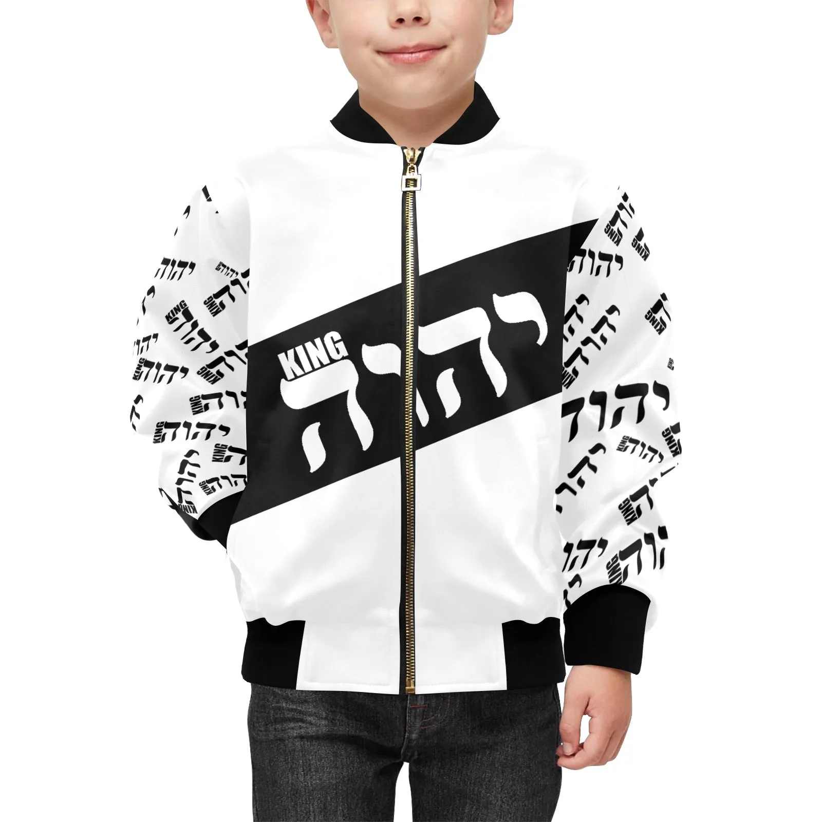 King YAHWEH Luxe III Kids' Bomber Jacket with Pockets (Onyx)