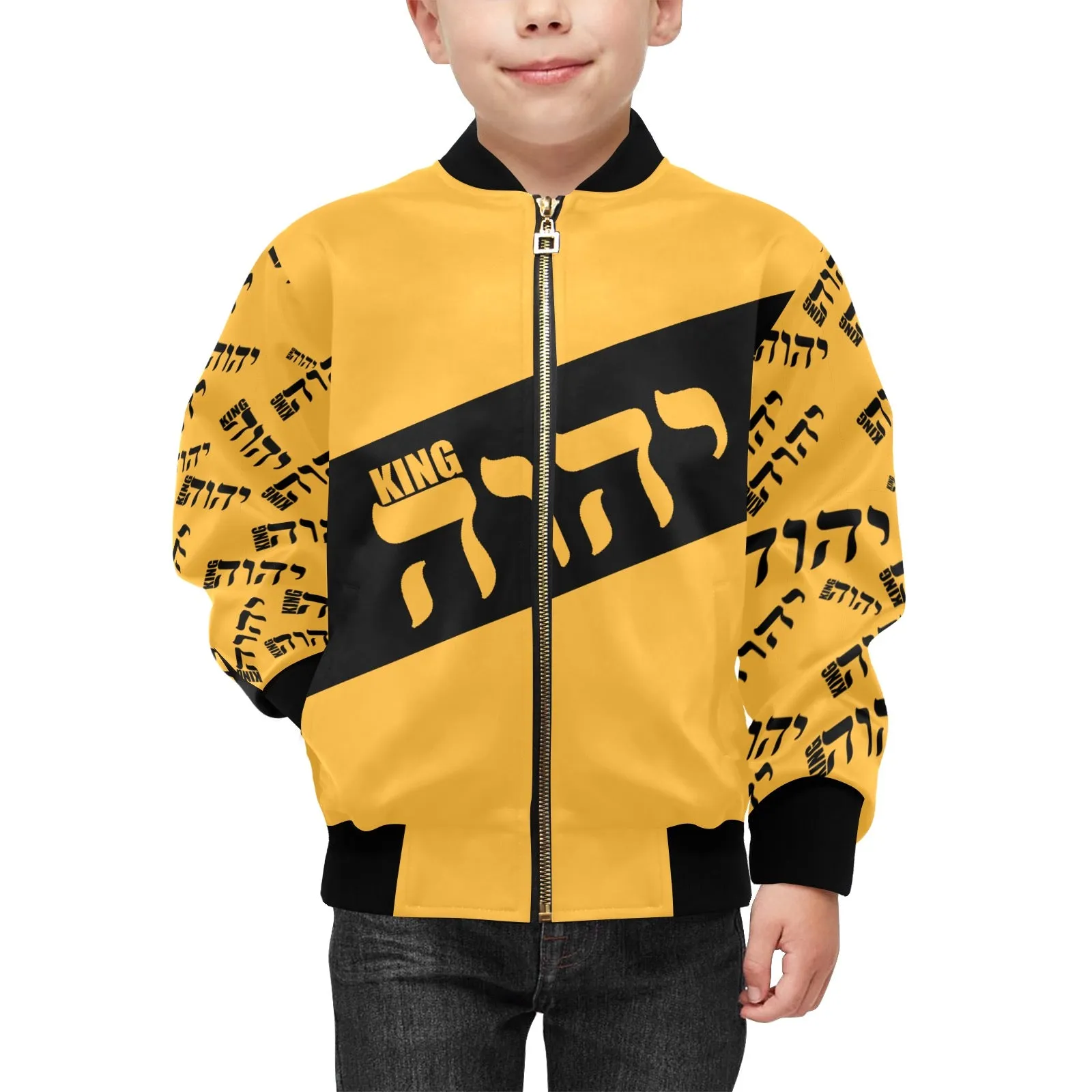 King YAHWEH Luxe III Kids' Bomber Jacket with Pockets (Onyx)