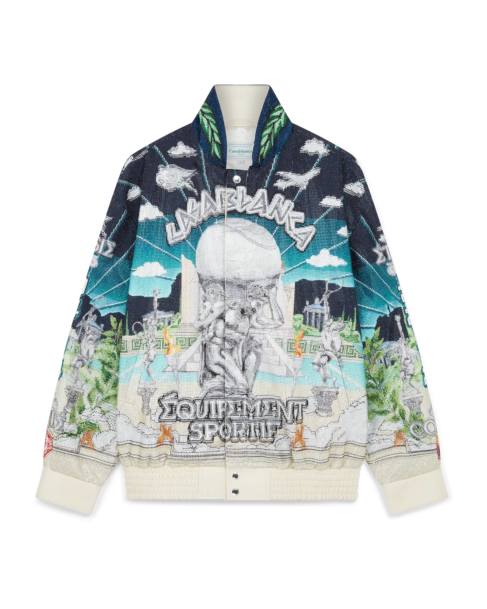 Le Temple Du Sport Leather Crystal Bomber Jacket
