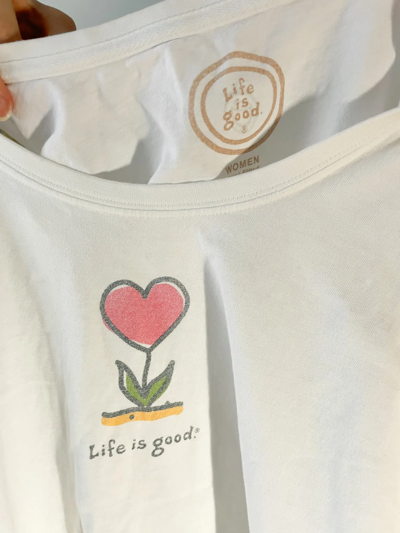 Life Is Good White Cotton Graphic Tank Top - Medium